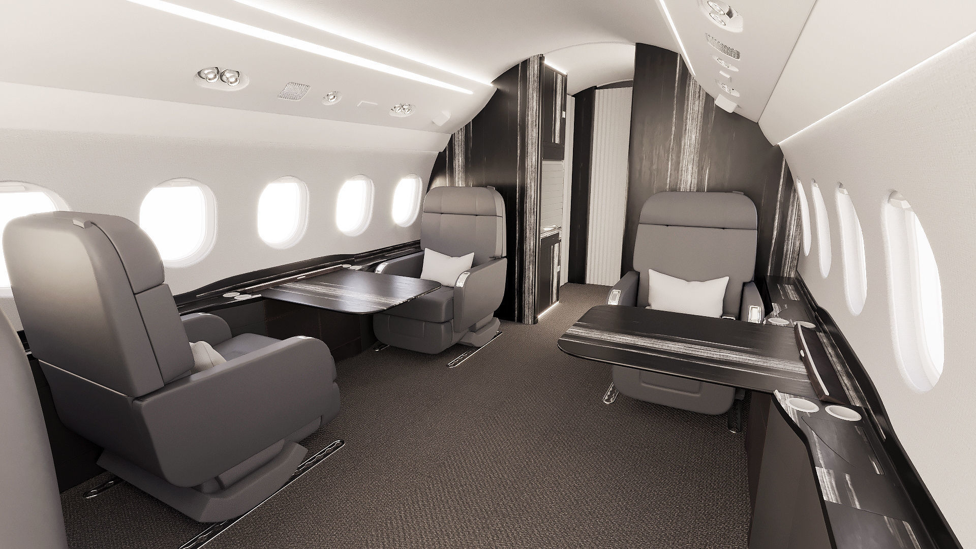 Buisiness jet interior Black 3D model_1