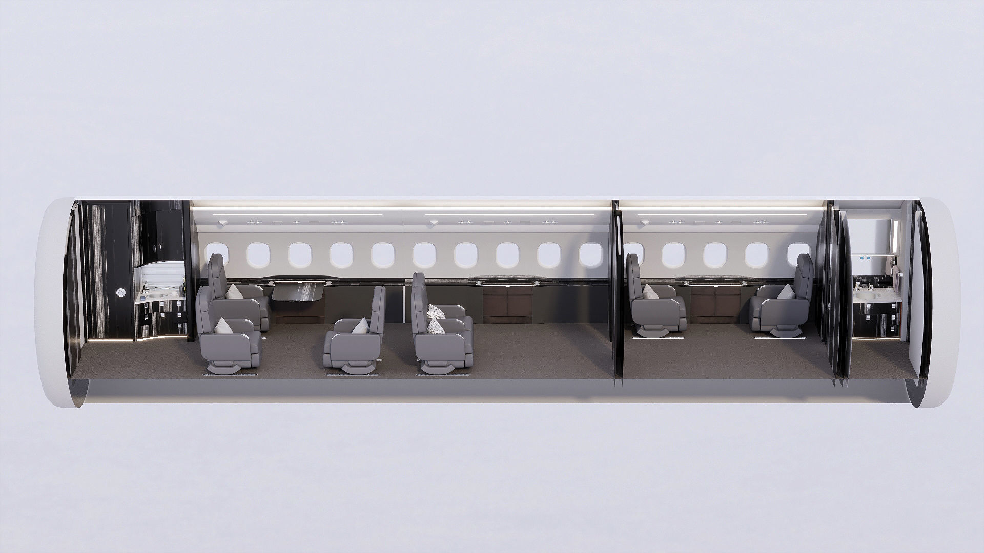 Buisiness jet interior Black 3D model_6