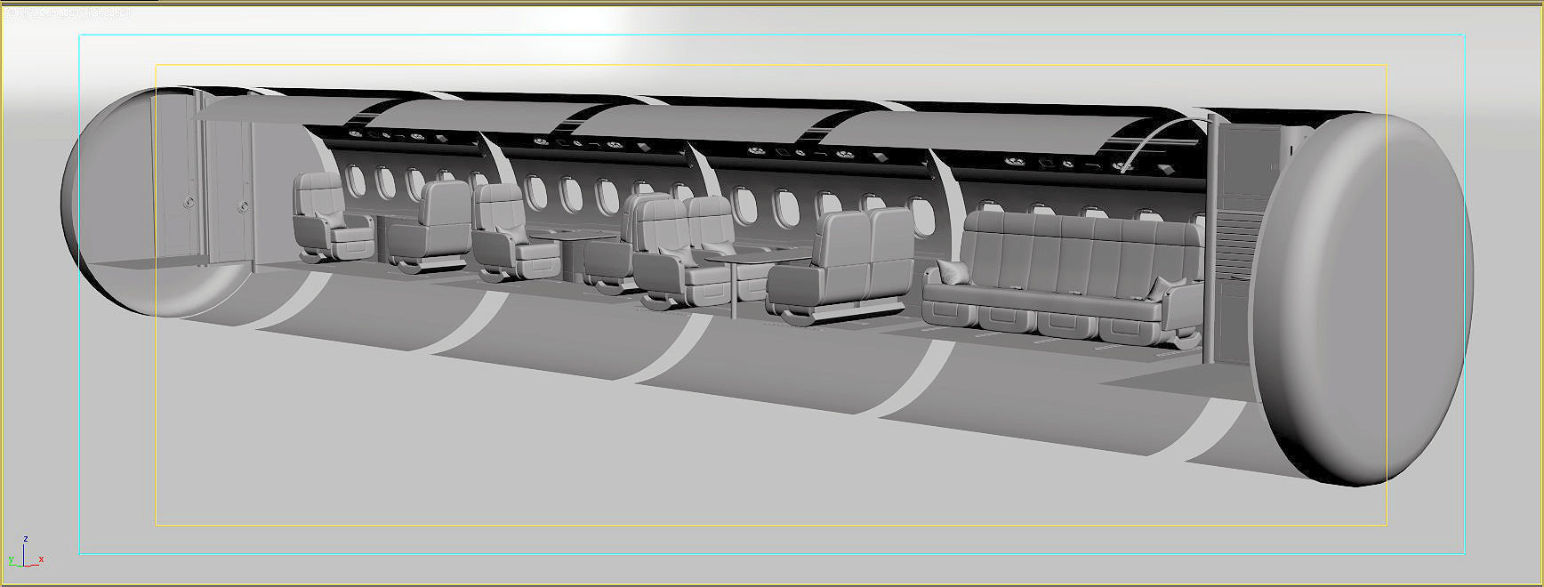 Buisiness jet interior Black 3D model_17