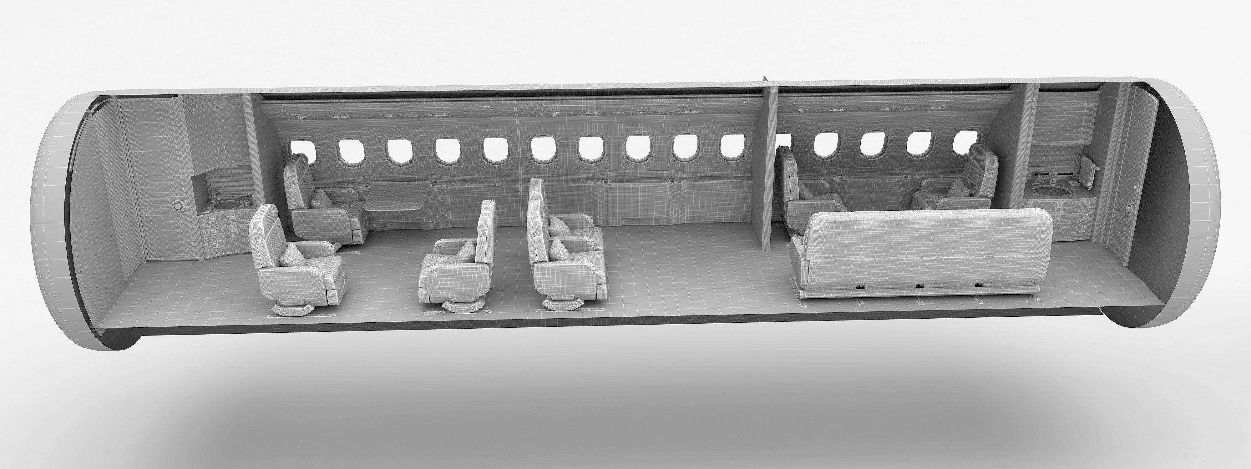 Buisiness jet interior Black 3D model_13