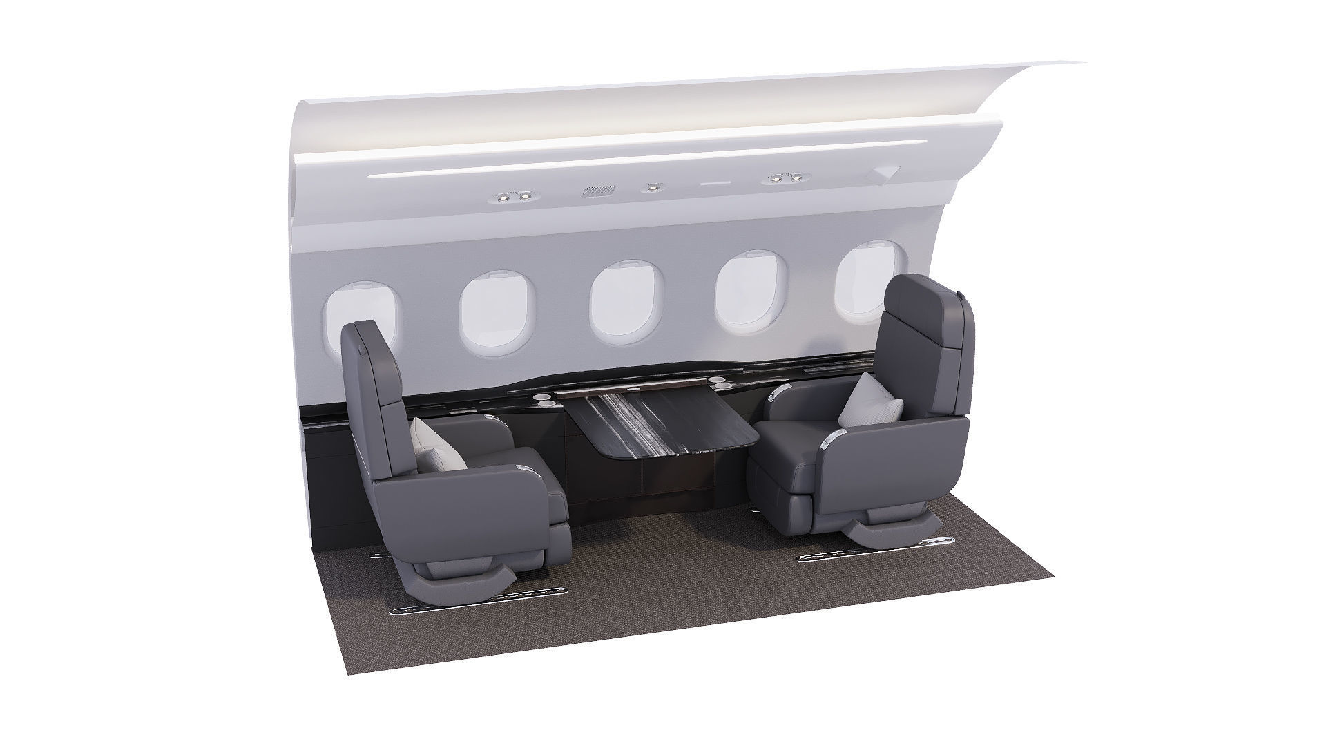 Buisiness jet interior Black 3D model_9