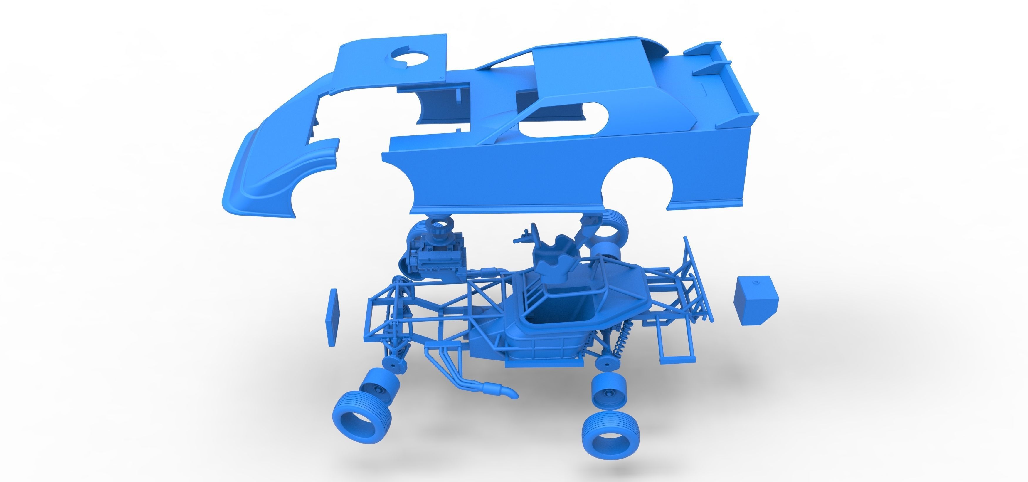 Dirt Modified Super stock car while turning Scale 1 to 25 3D print model_60