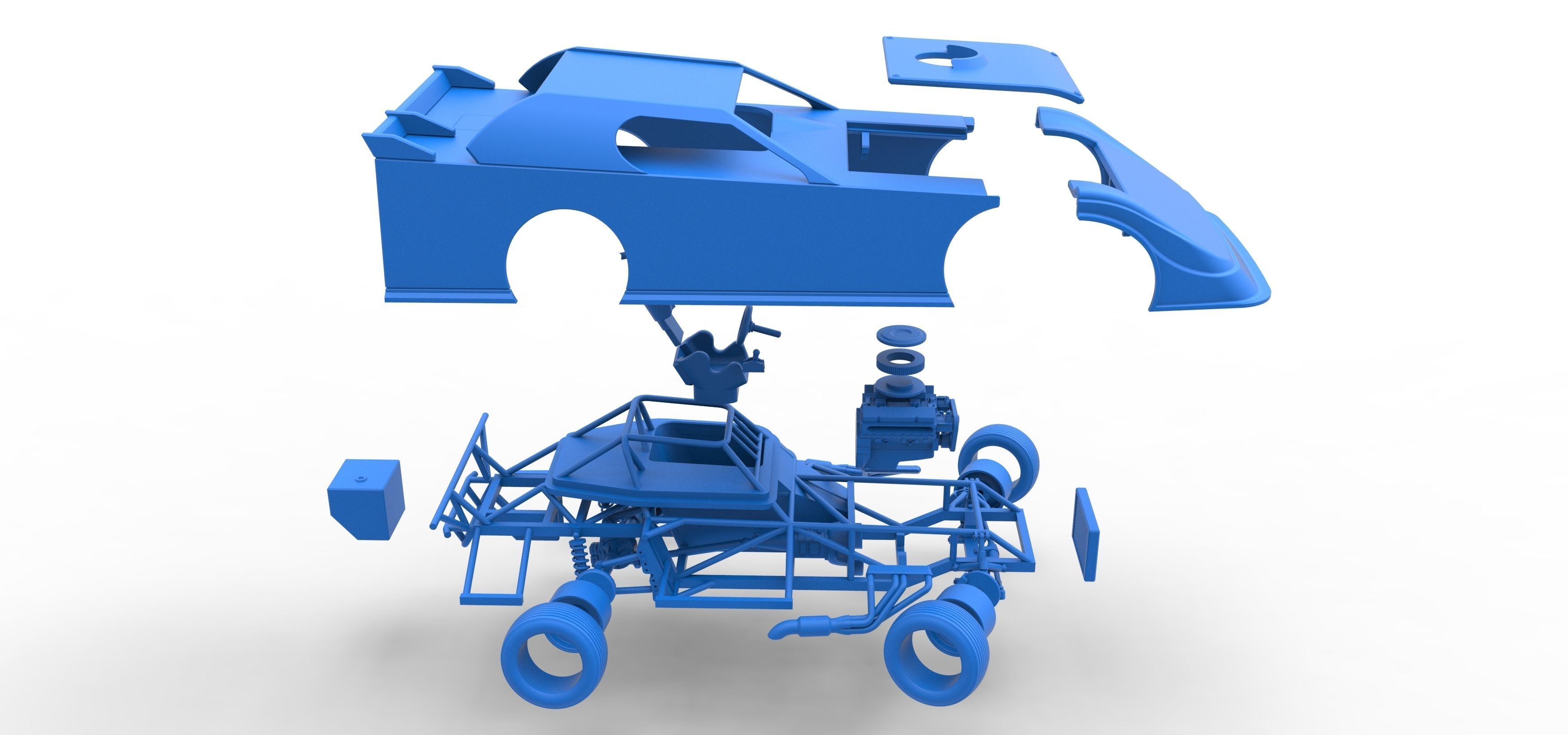 Dirt Modified Super stock car while turning Scale 1 to 25 3D print model_64