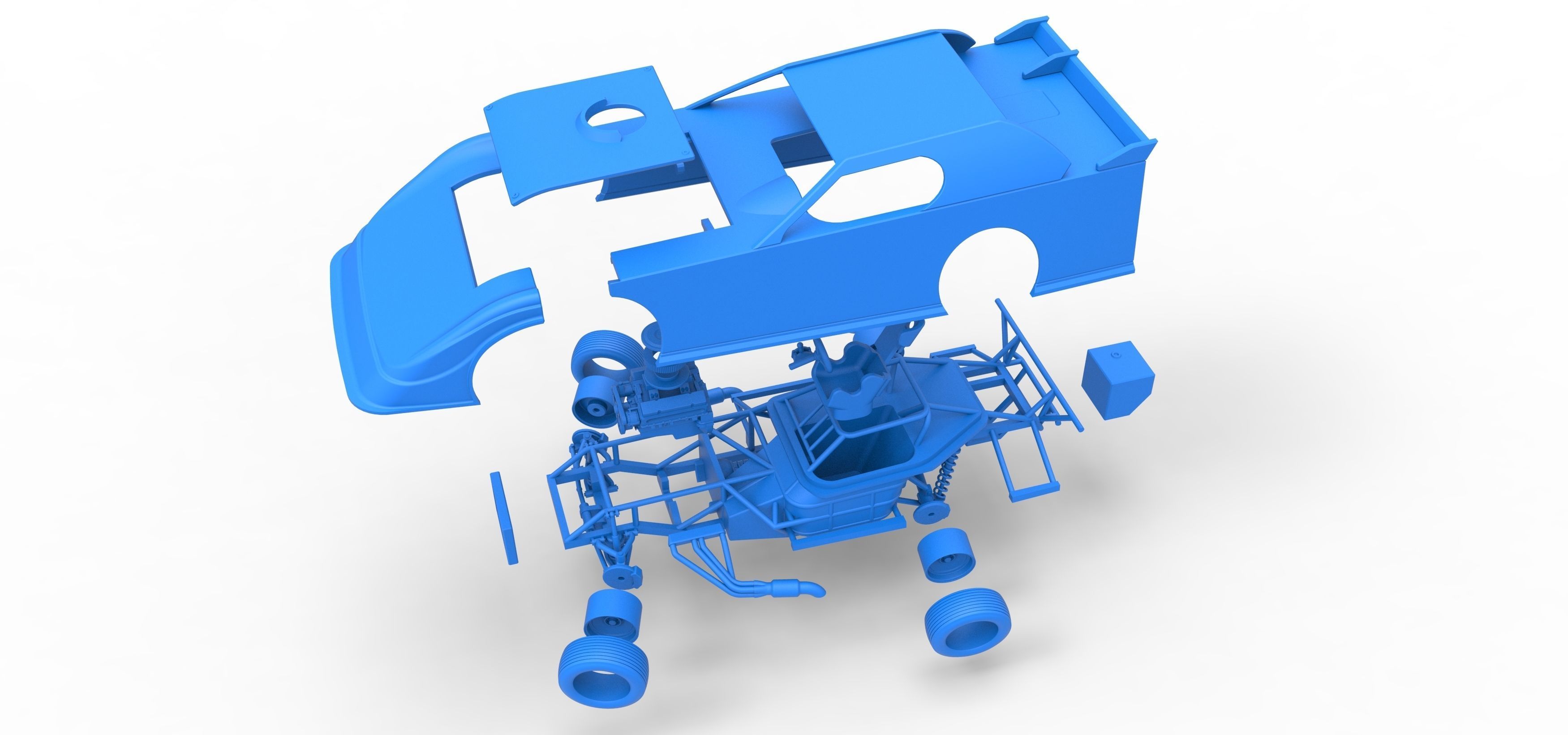 Dirt Modified Super stock car while turning Scale 1 to 25 3D print model_56