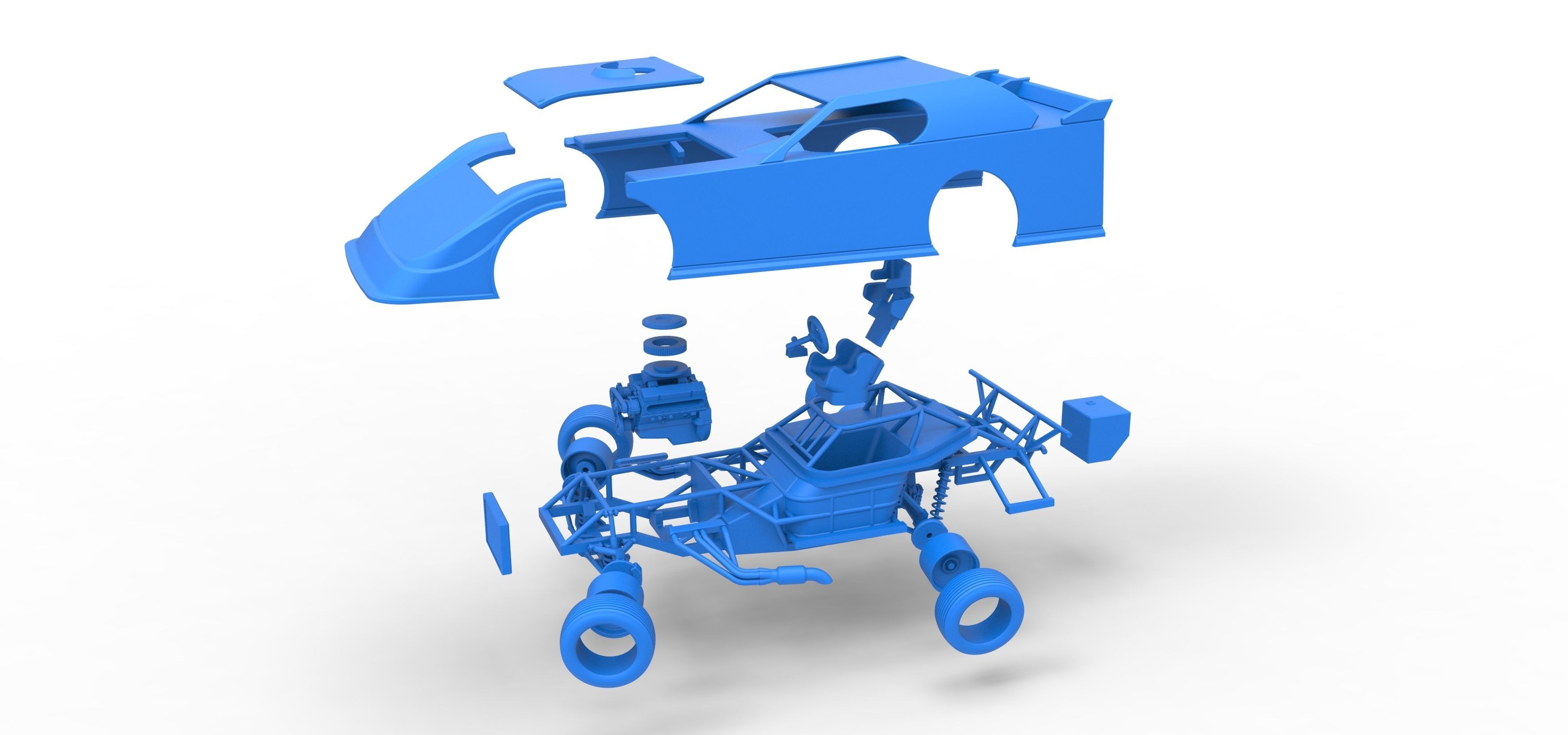 Dirt Modified Super stock car while turning Scale 1 to 25 3D print model_55