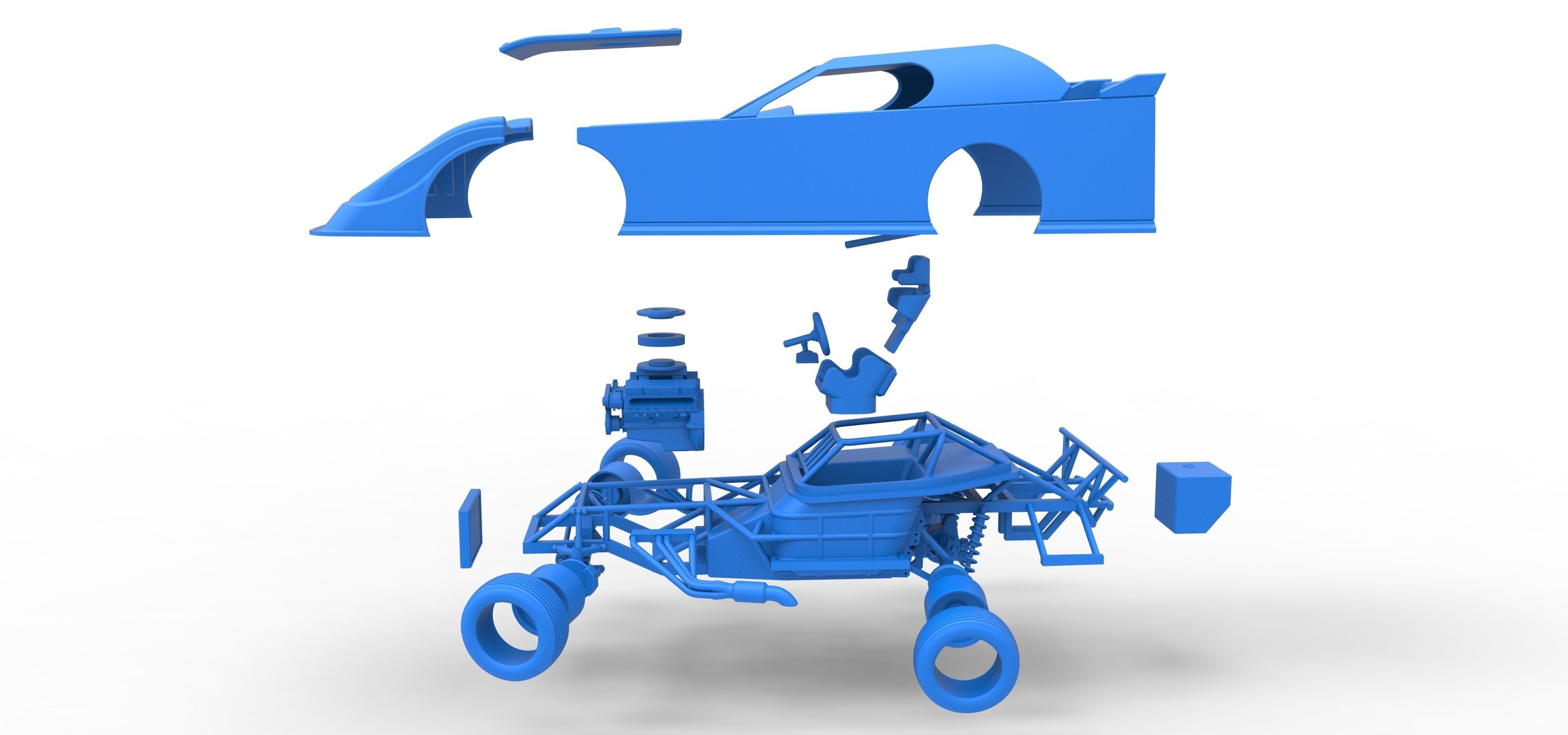 Dirt Modified Super stock car while turning Scale 1 to 25 3D print model_59