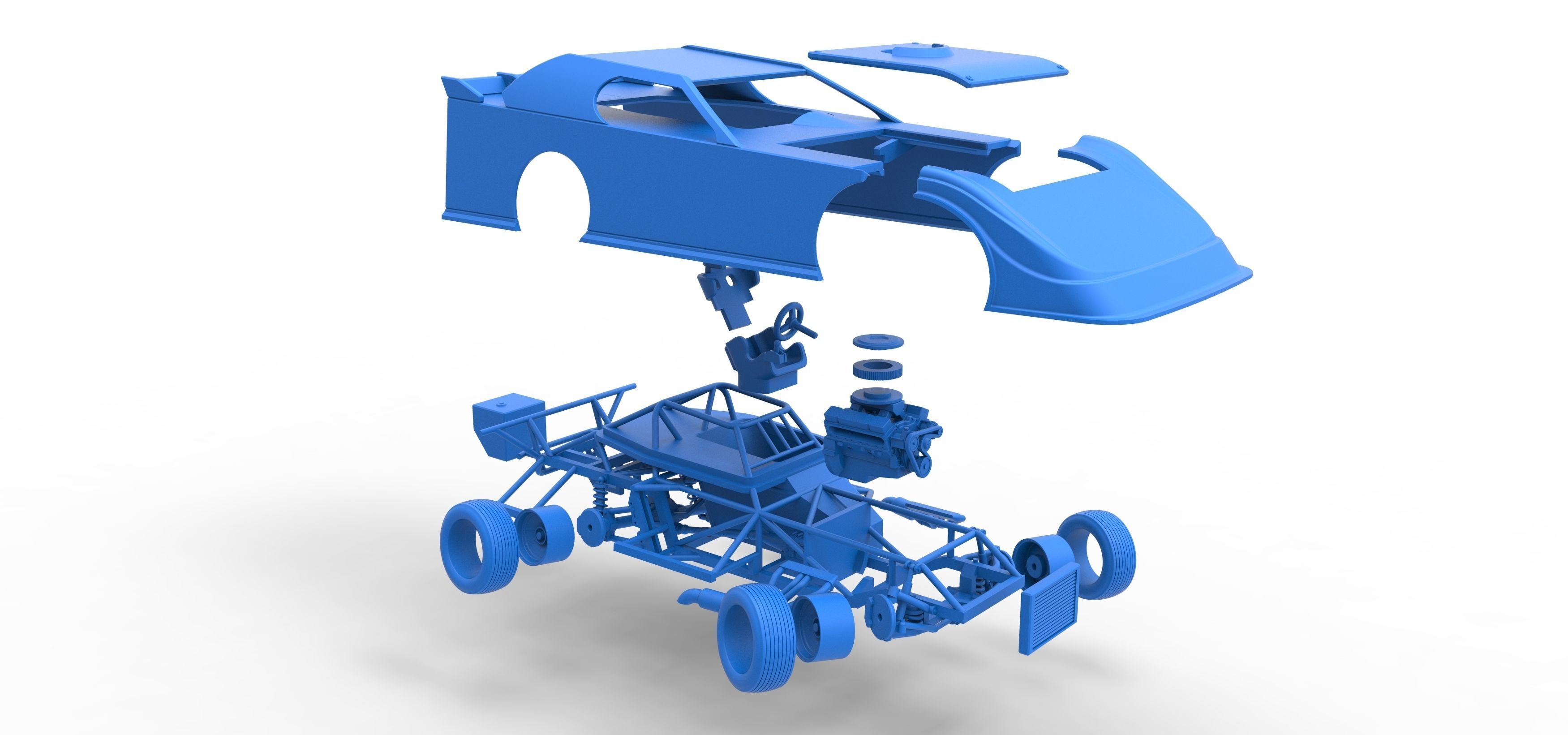 Dirt Modified Super stock car while turning Scale 1 to 25 3D print model_65