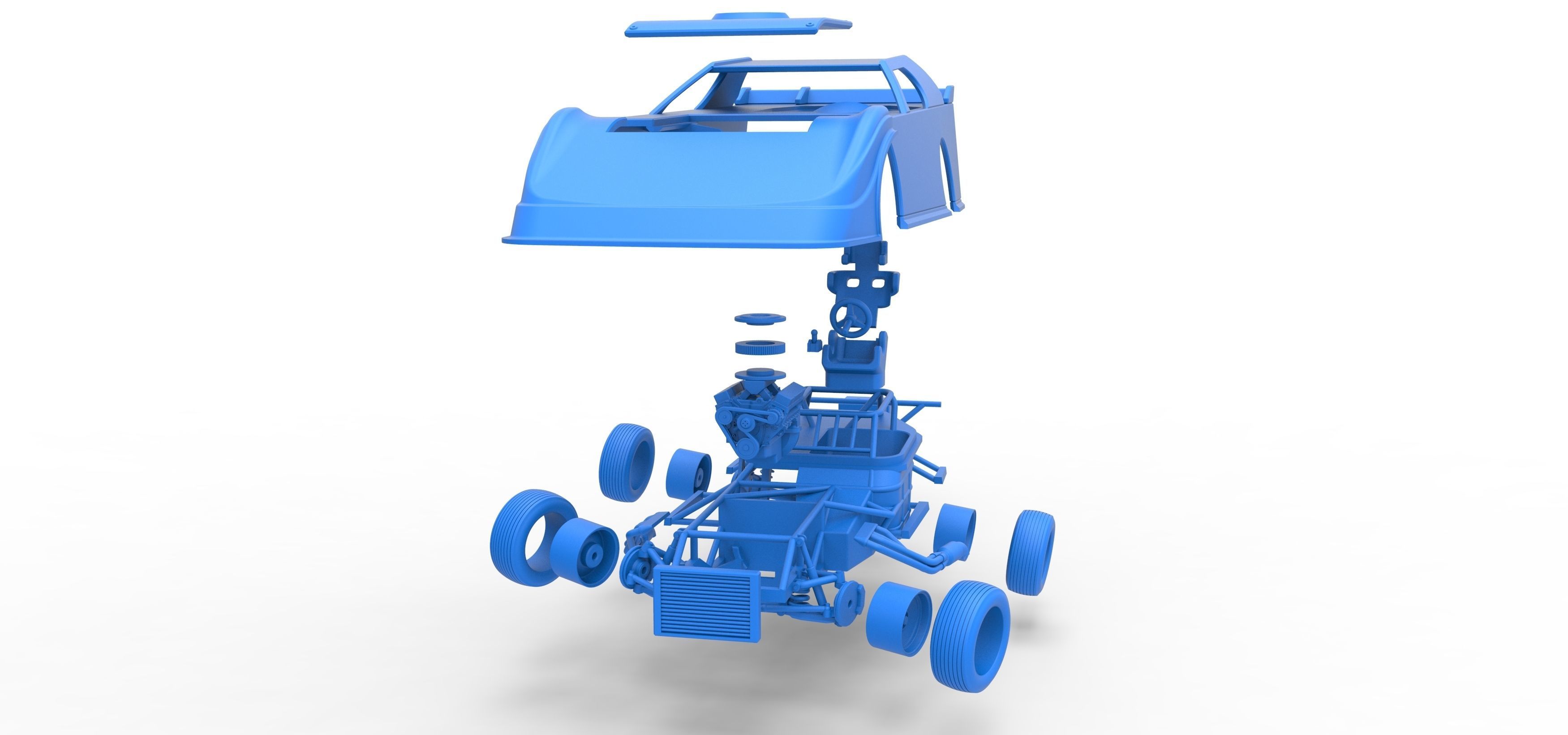 Dirt Modified Super stock car while turning Scale 1 to 25 3D print model_58