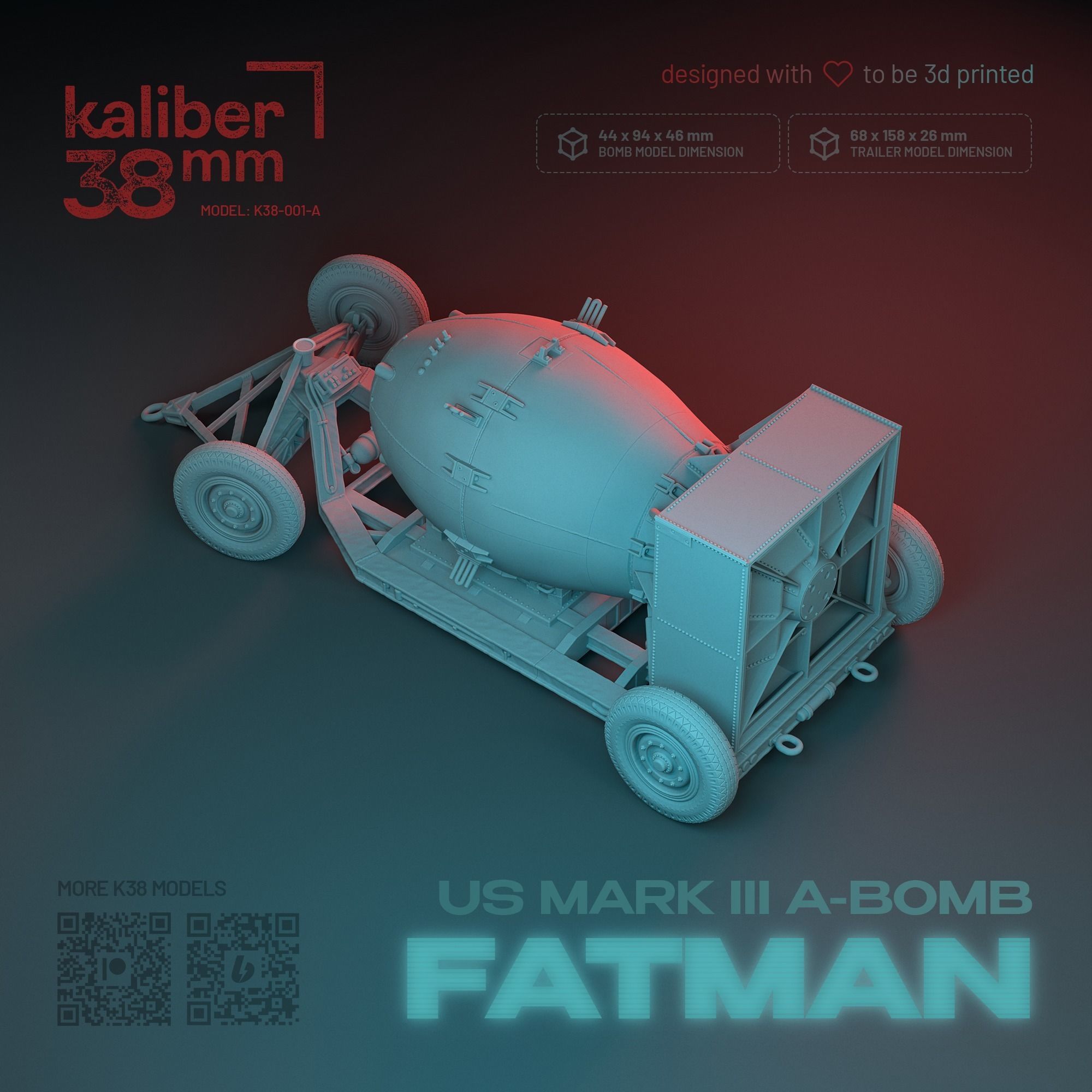 US MARK III A-BOMB FATMAN ON TRAILER - LEGACY EDITION - 3D print model_3