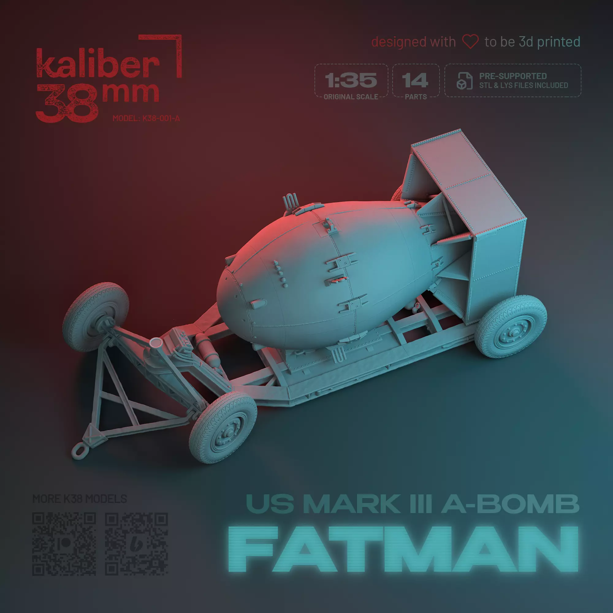 US MARK III A-BOMB FATMAN ON TRAILER - LEGACY EDITION - 3D print model_0