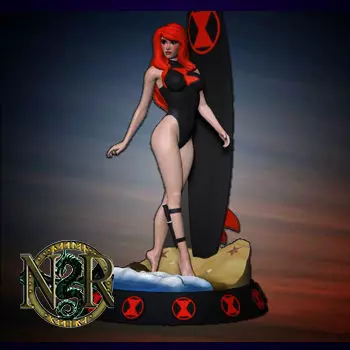 SURFING GIRL - BLACK WIDOW 3D print model_0