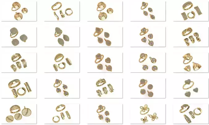 88 Ring Earring Pendant Pair 3dm model pack