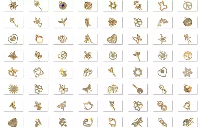 500 Light Weight Diamond Charm Pendant Necklace 3dm model Pack