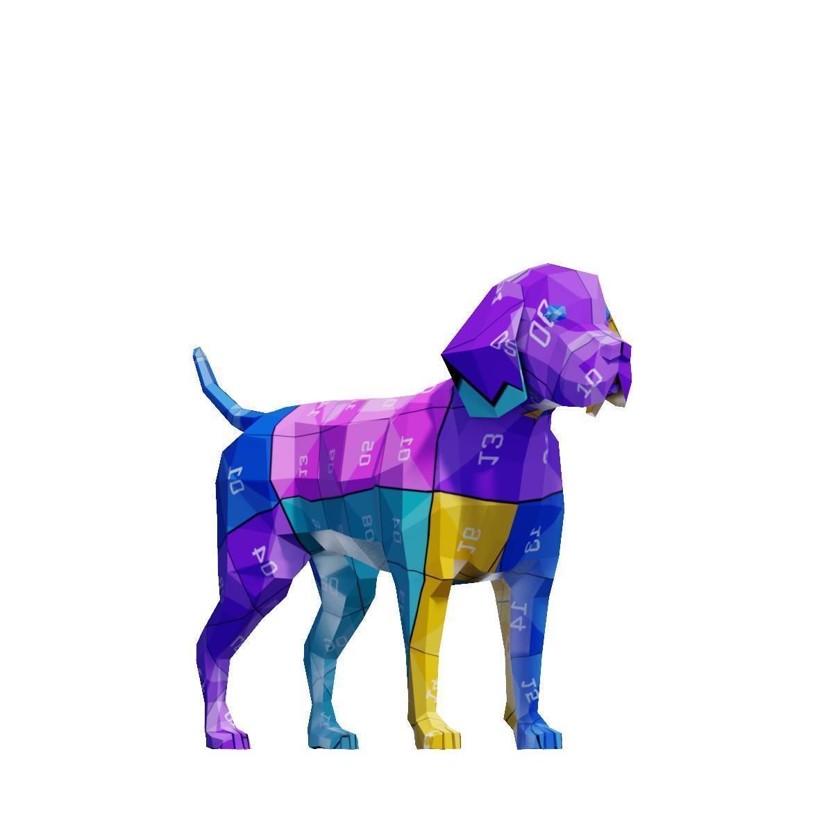 Beagle Dogs Pack Low-poly 3D model_6