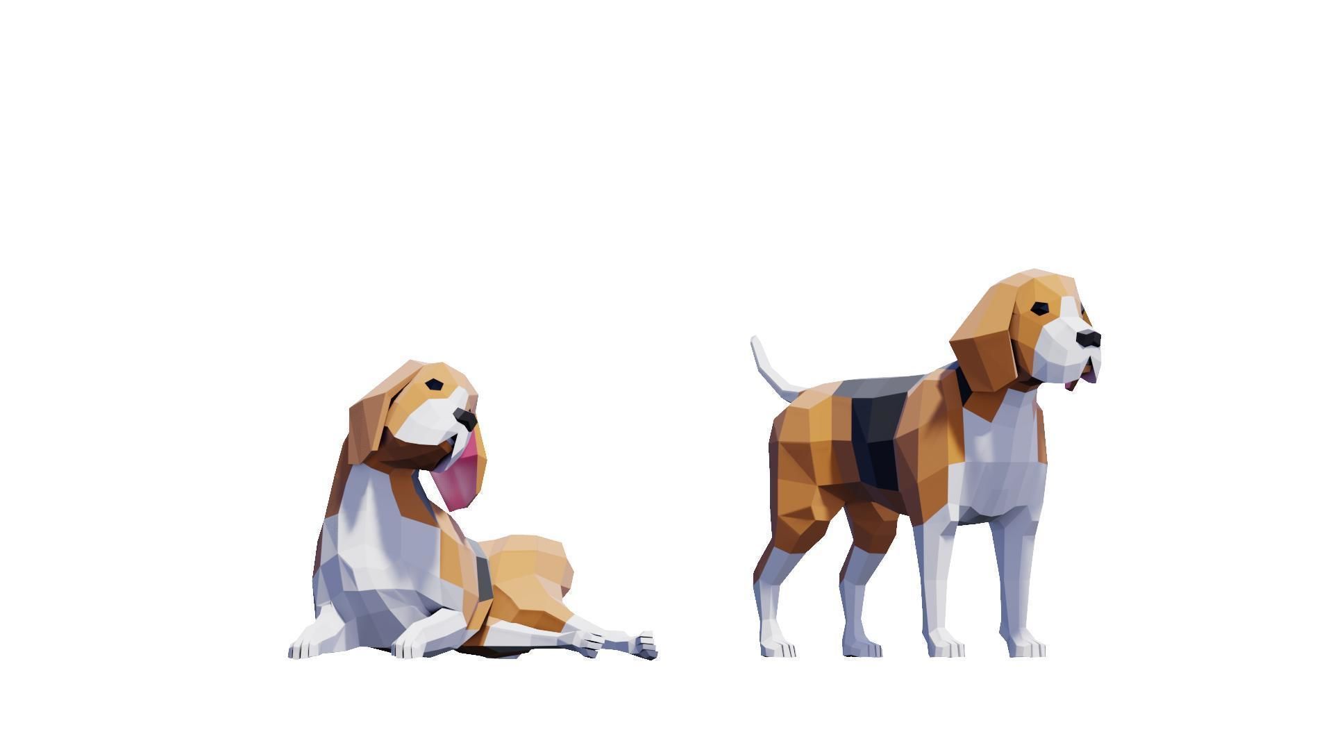 Beagle Dogs Pack Low-poly 3D model_3