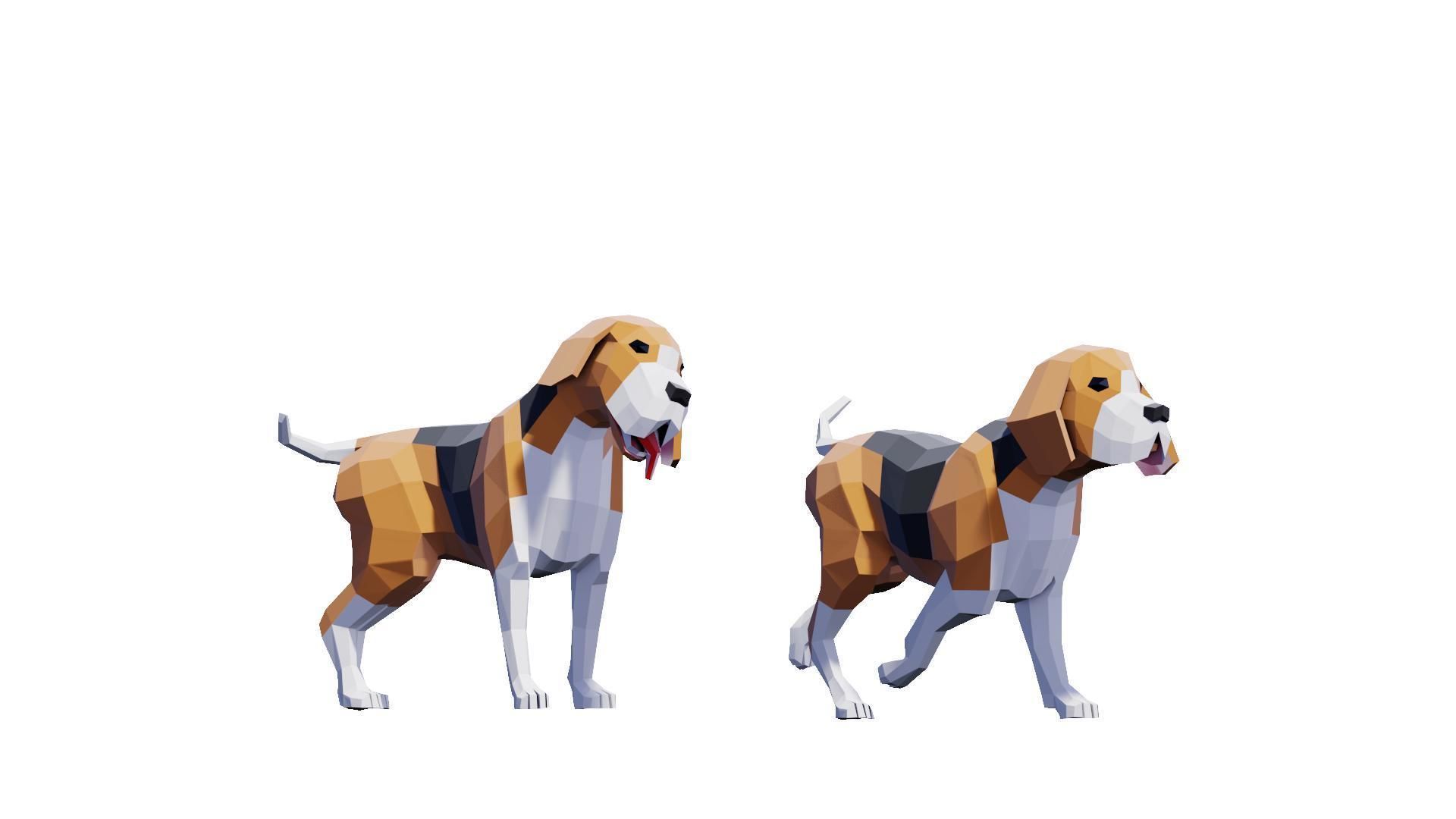 Beagle Dogs Pack Low-poly 3D model_5