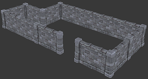Modular Stone Wall Low-poly 3D model_1
