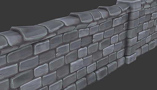 Modular Stone Wall Low-poly 3D model_3