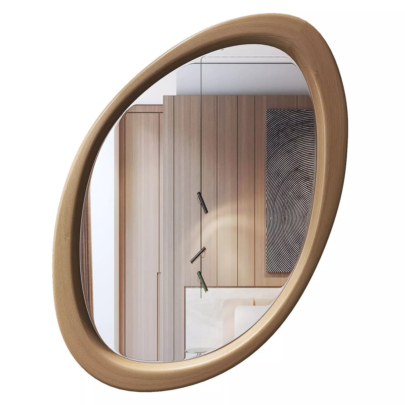 Asymmetrical Wooden Frame Mirror Low-poly 3D model