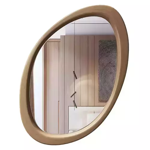 Asymmetrical Wooden Frame Mirror Low-poly 3D model