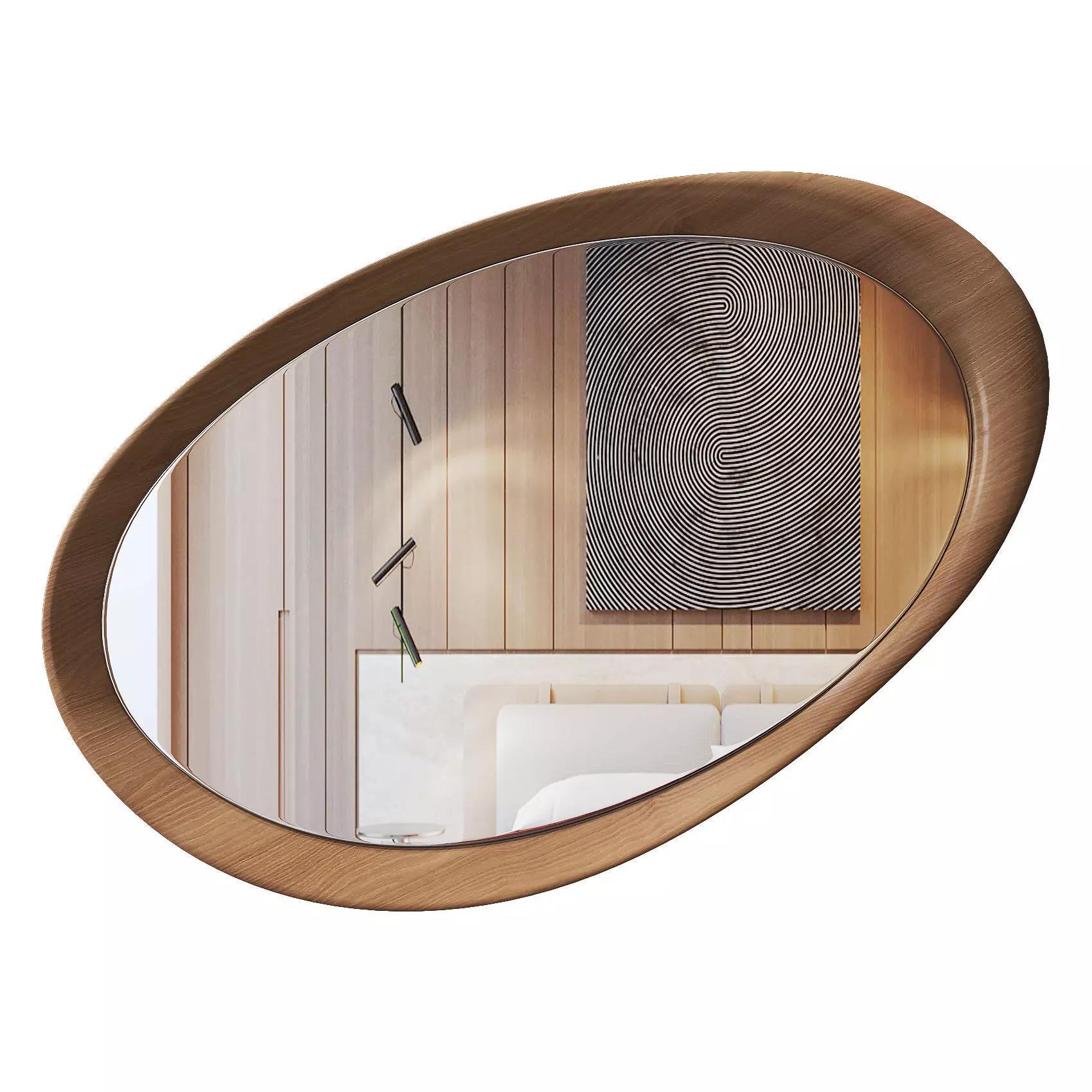 Asymmetrical Wooden Frame Mirror Low-poly 3D model_0