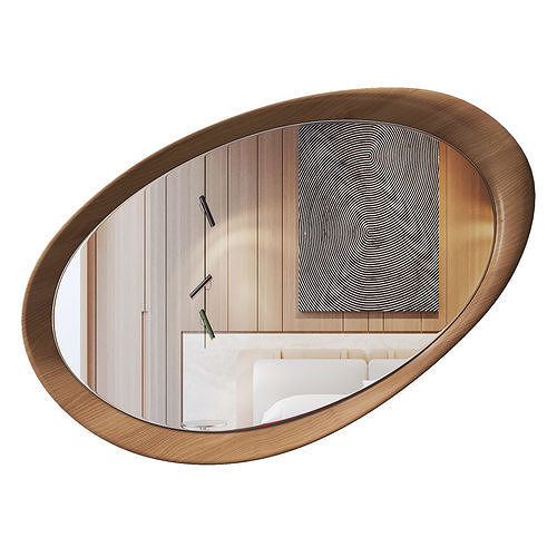 Asymmetrical Wooden Frame Mirror Low-poly 3D model