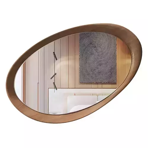 Asymmetrical Wooden Frame Mirror Low-poly 3D model