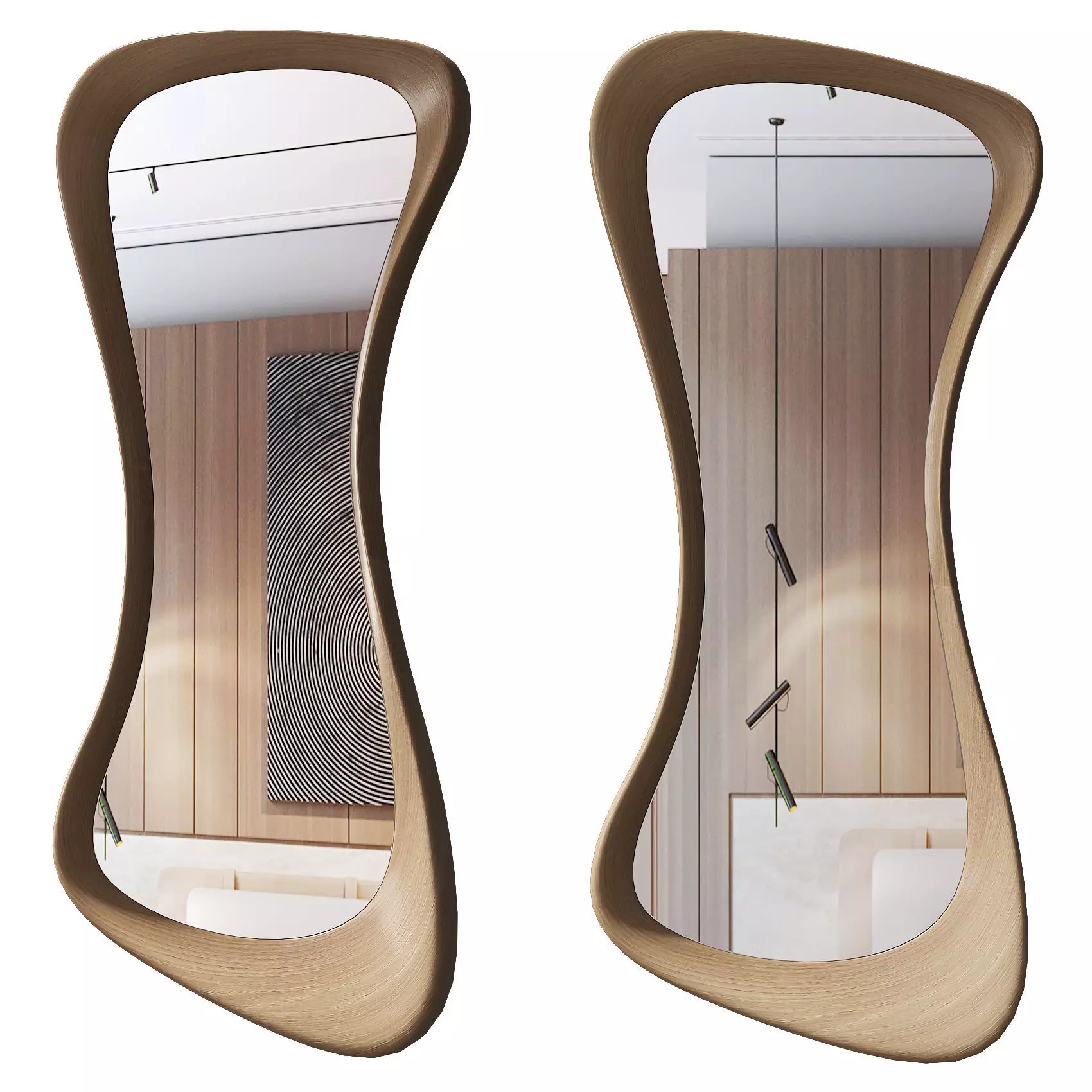 Wood Mirror for Wall Low-poly 3D model