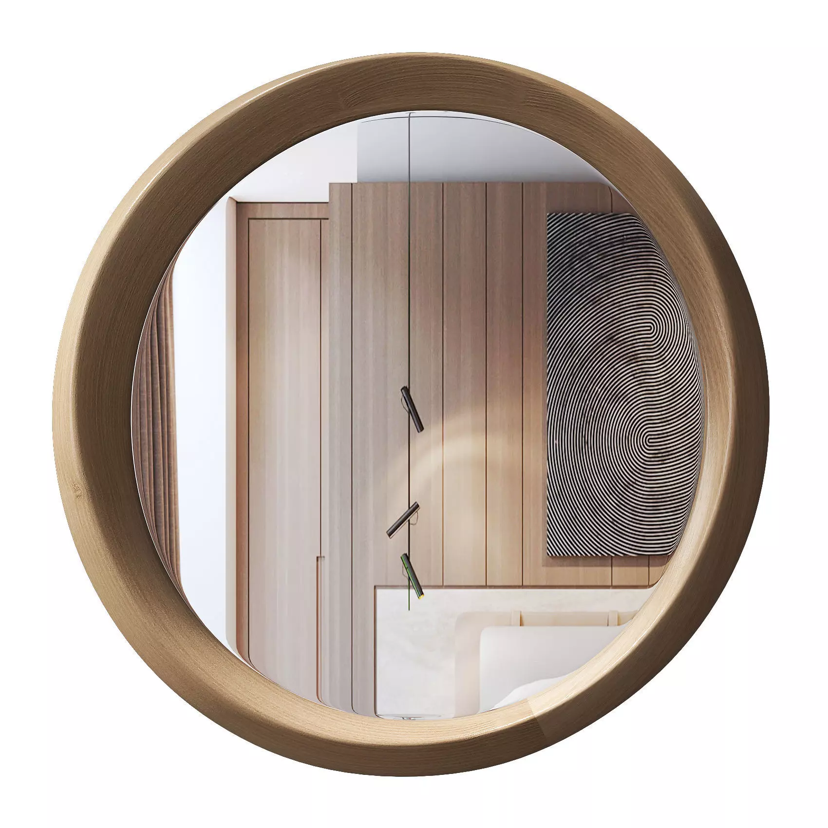 Oval Wooden Frame Mirror Low-poly 3D model
