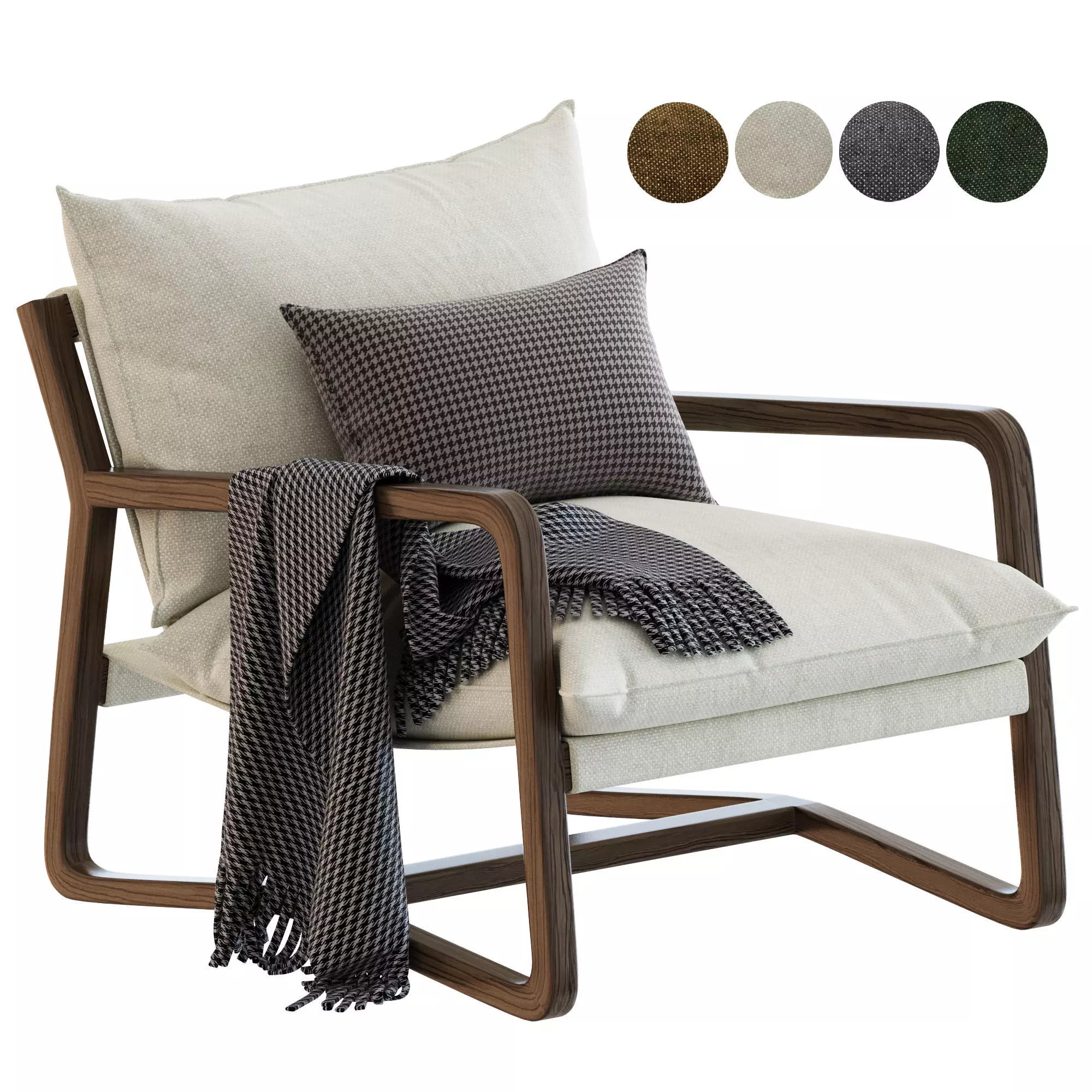 Polly Ivory Accent Chair 3D model
