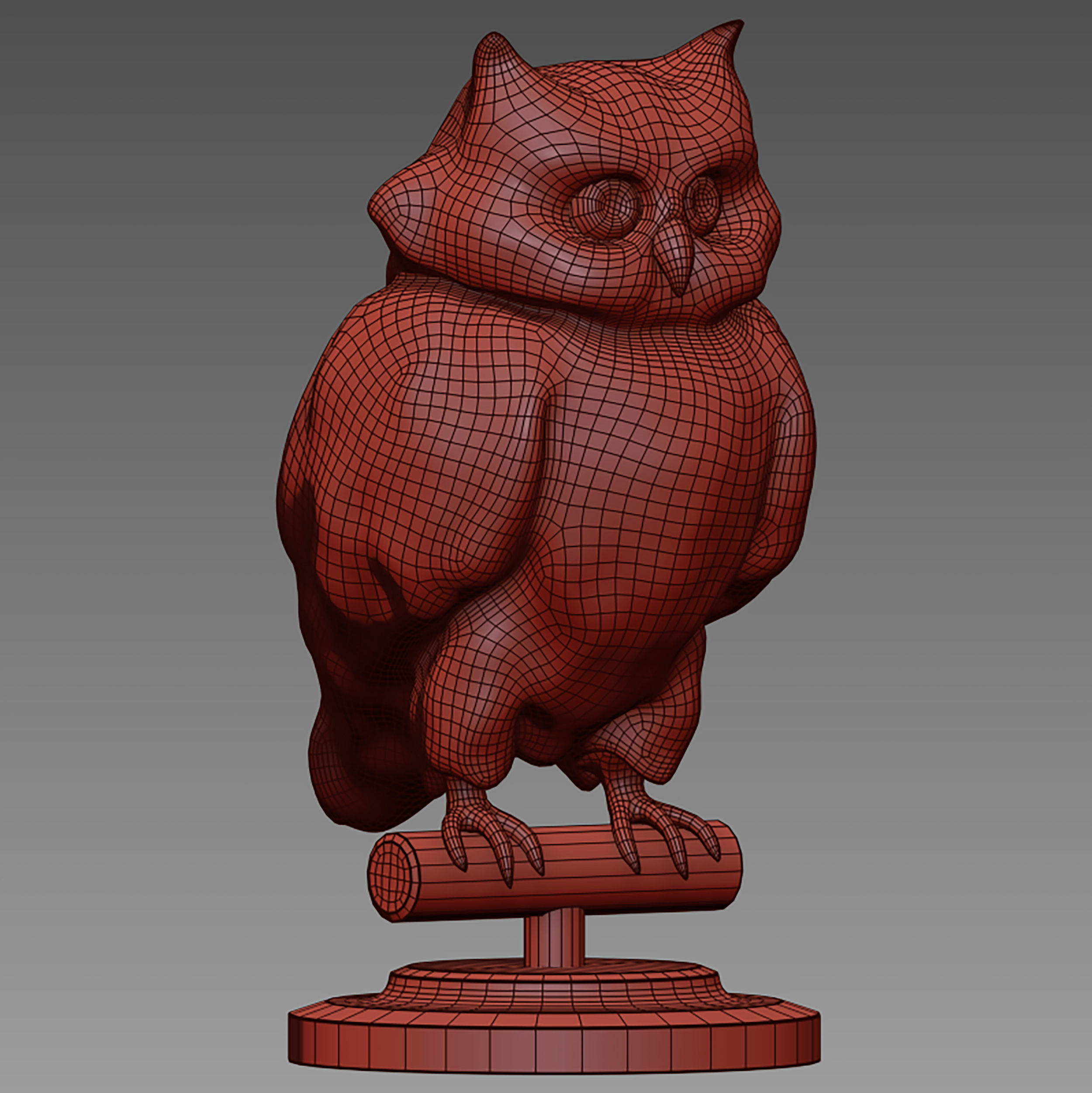 Bronze figurine of an owl bird 3D model_16