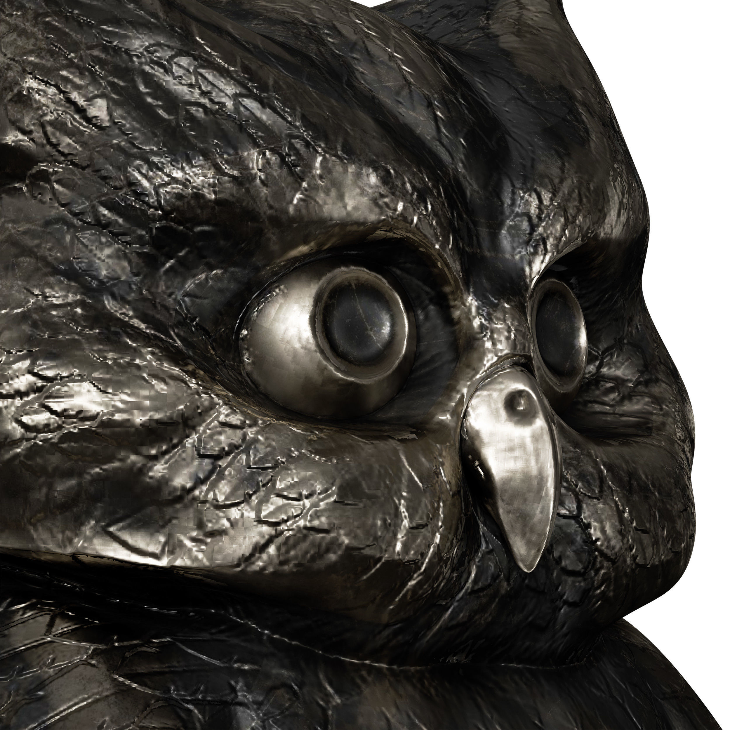 Bronze figurine of an owl bird 3D model_15