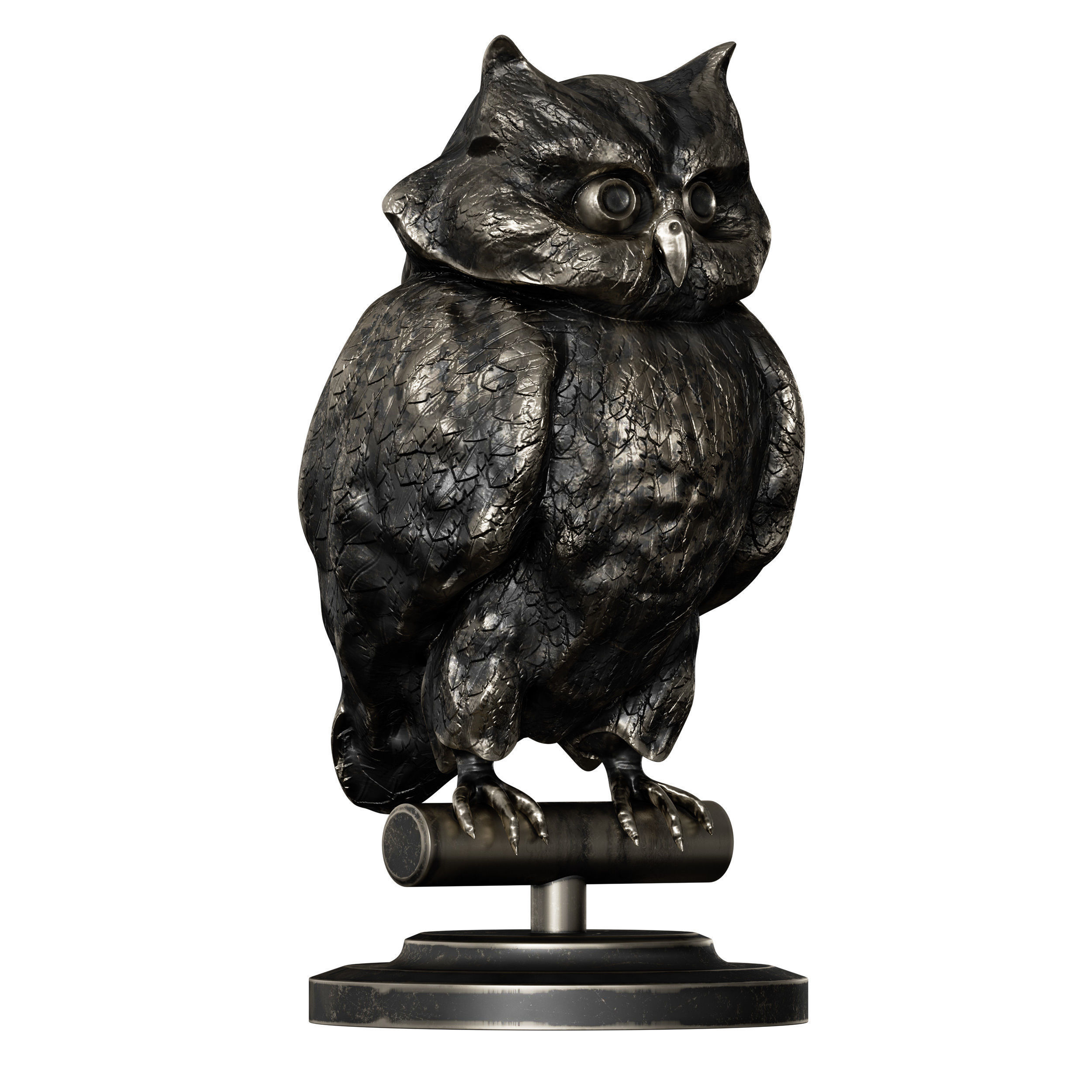 Bronze figurine of an owl bird 3D model_1