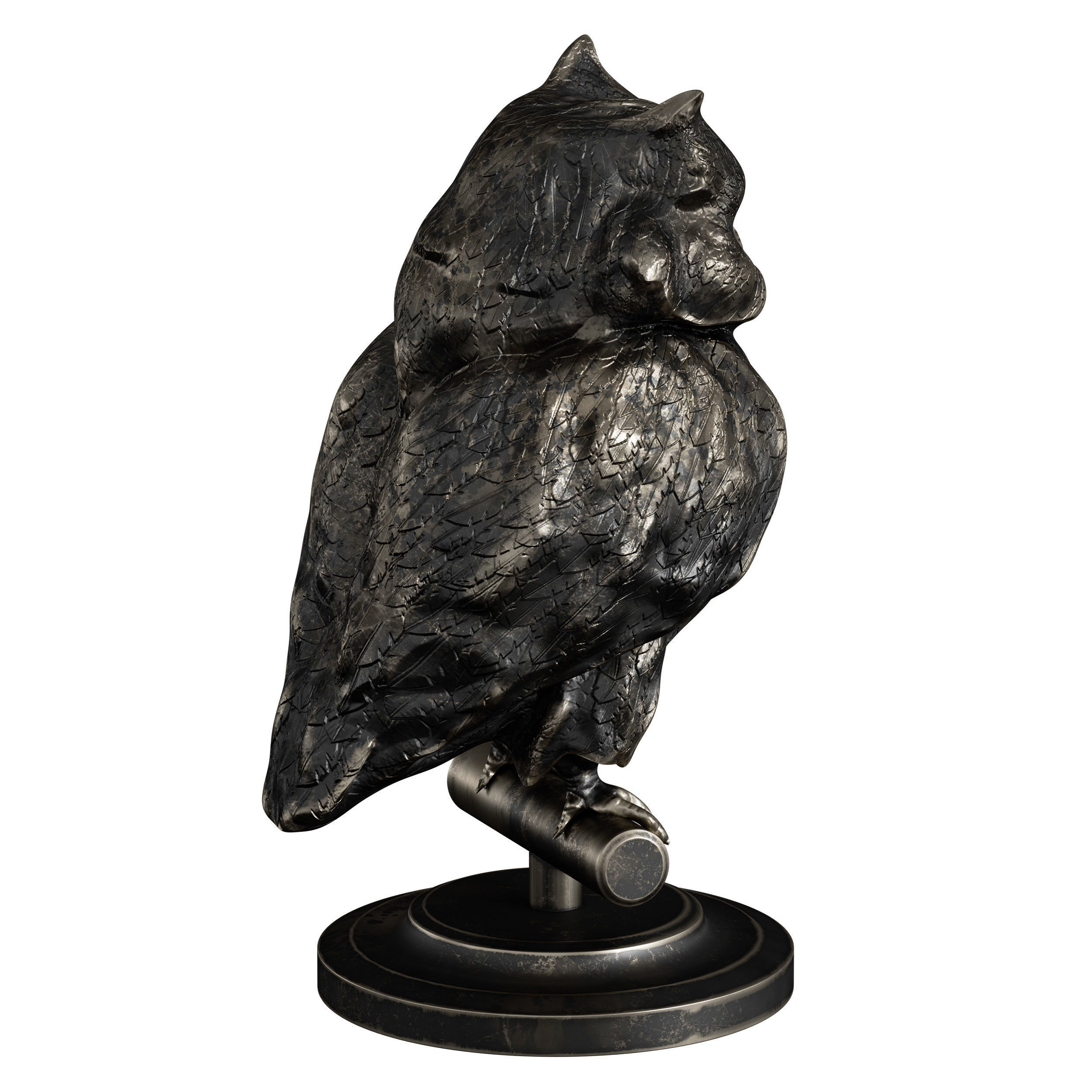 Bronze figurine of an owl bird 3D model_5