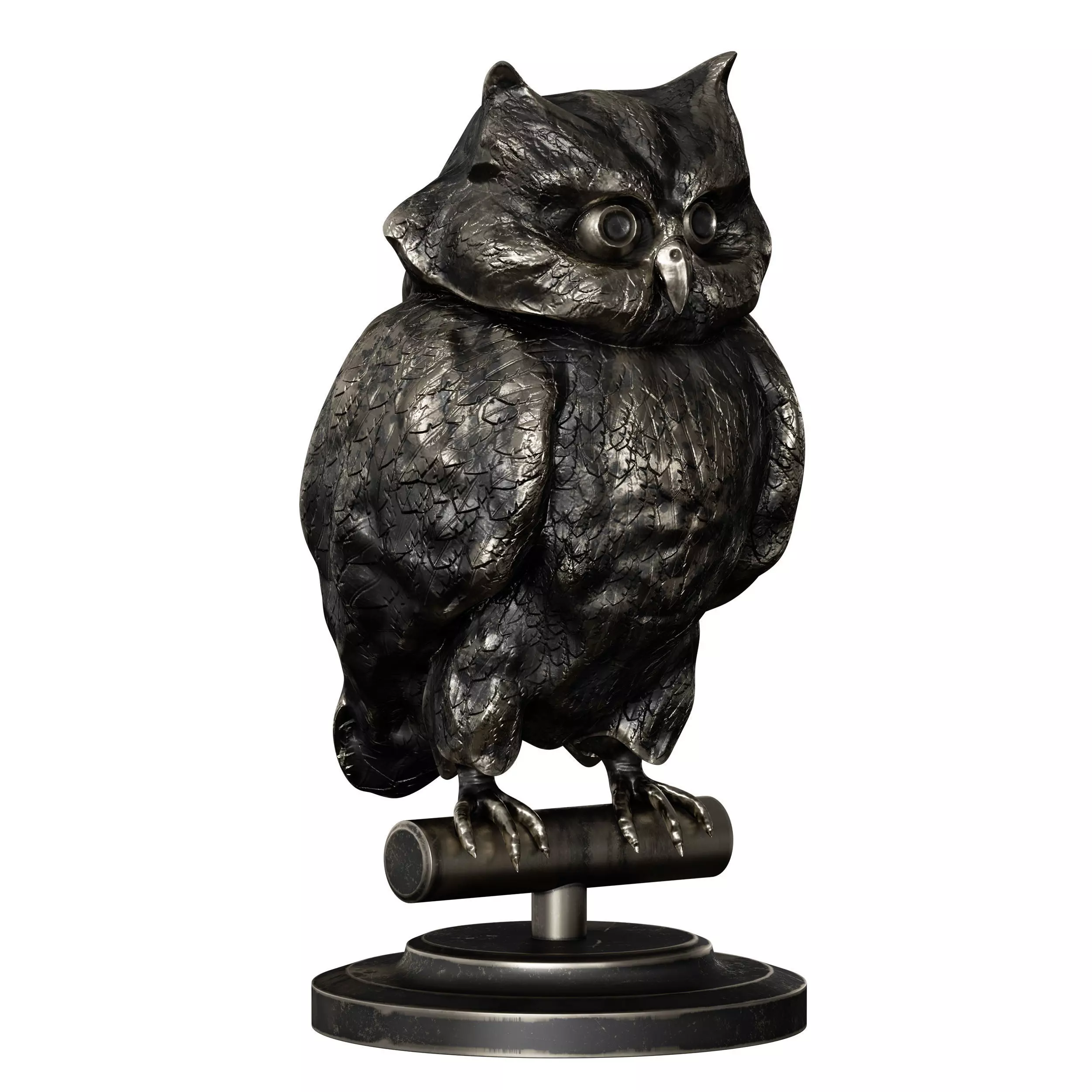Bronze figurine of an owl bird 3D model_0