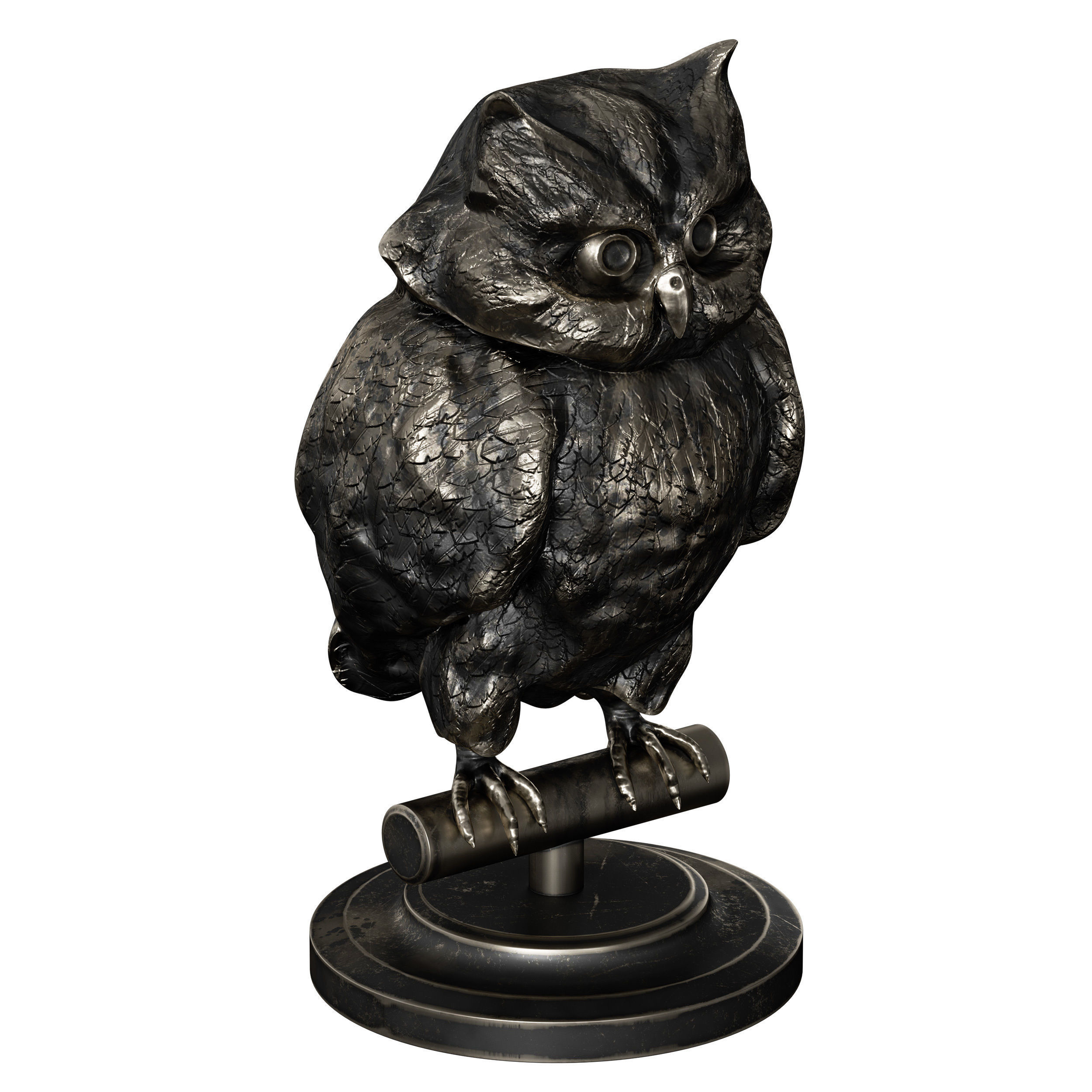 Bronze figurine of an owl bird 3D model_3