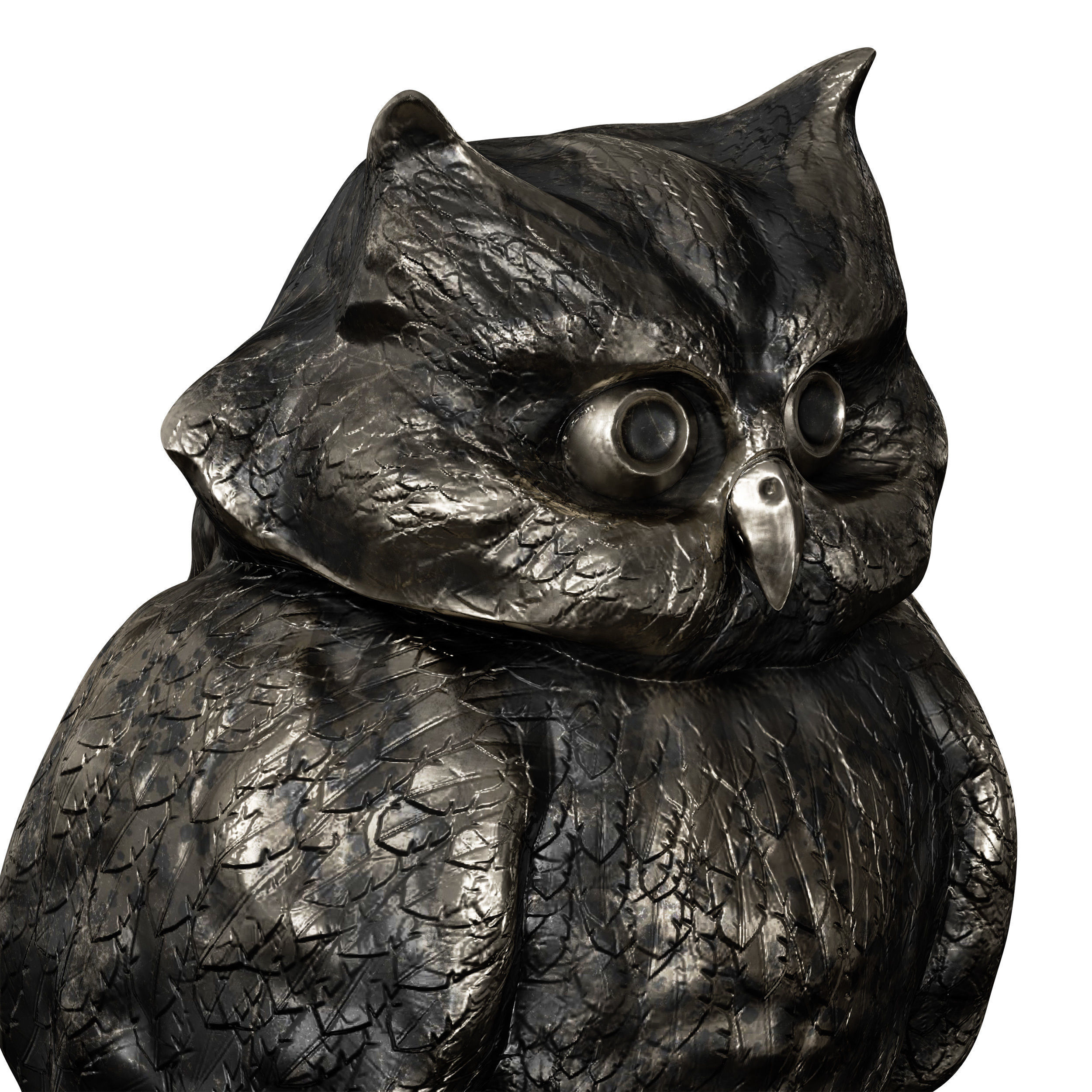 Bronze figurine of an owl bird 3D model_11