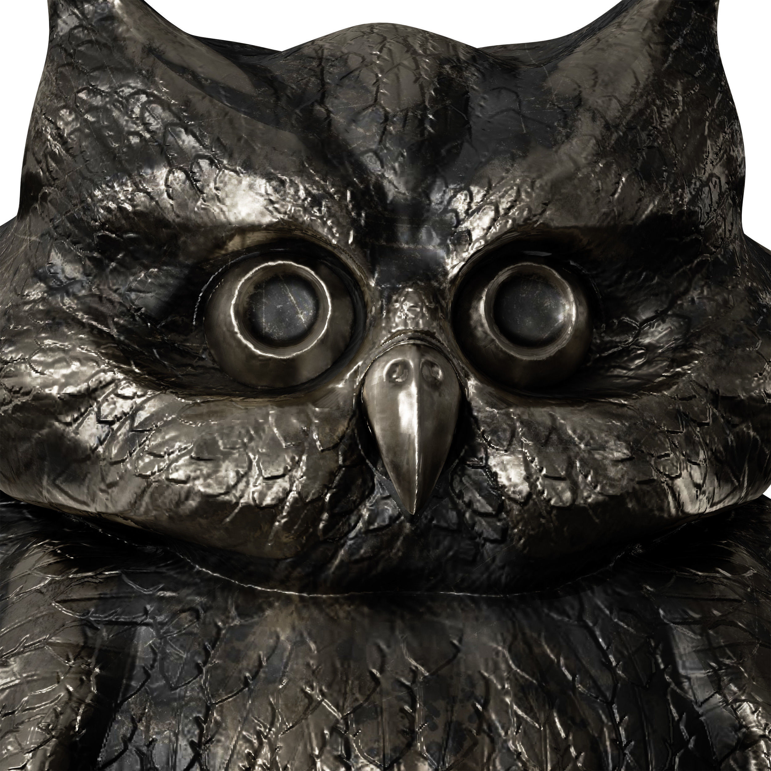 Bronze figurine of an owl bird 3D model_13