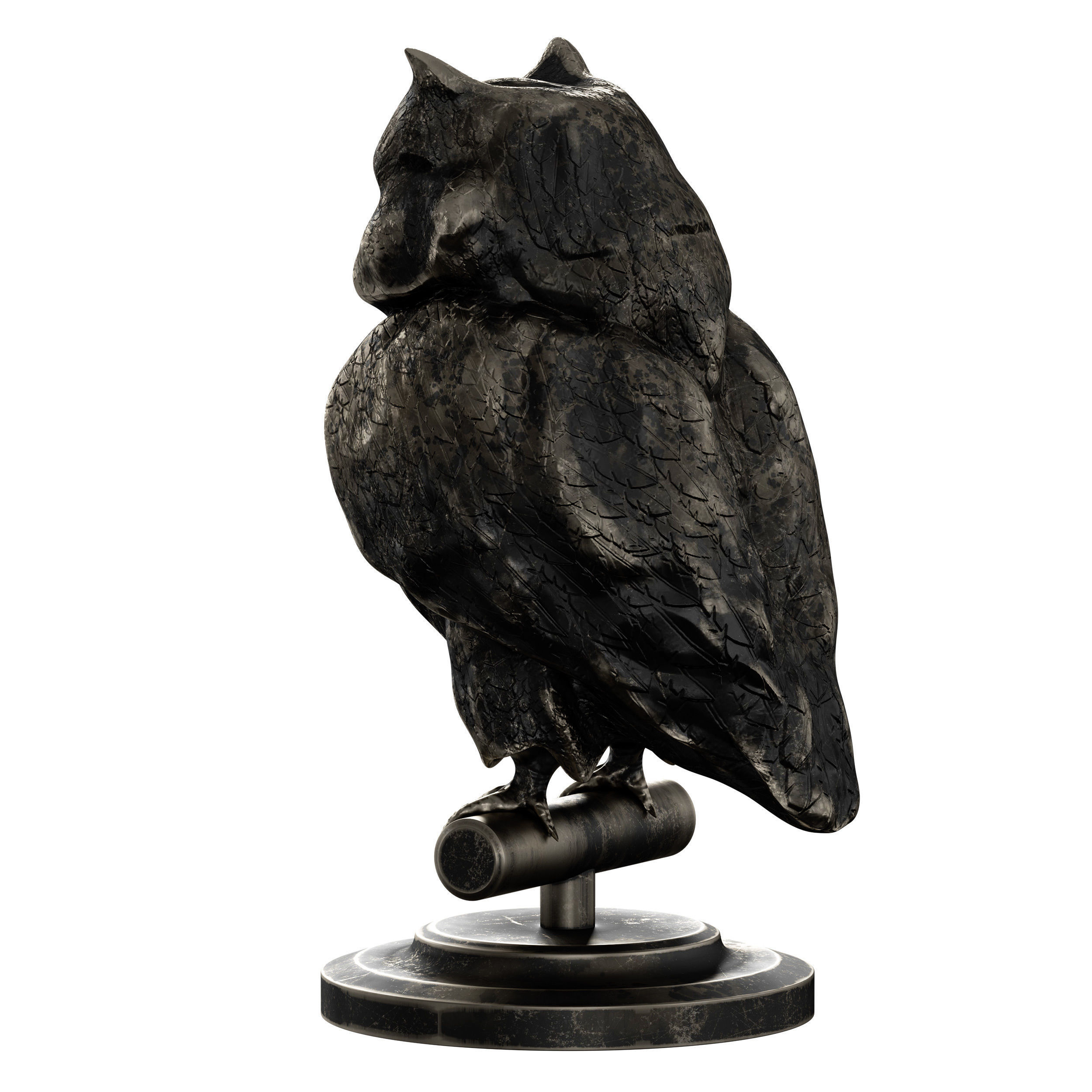 Bronze figurine of an owl bird 3D model_9
