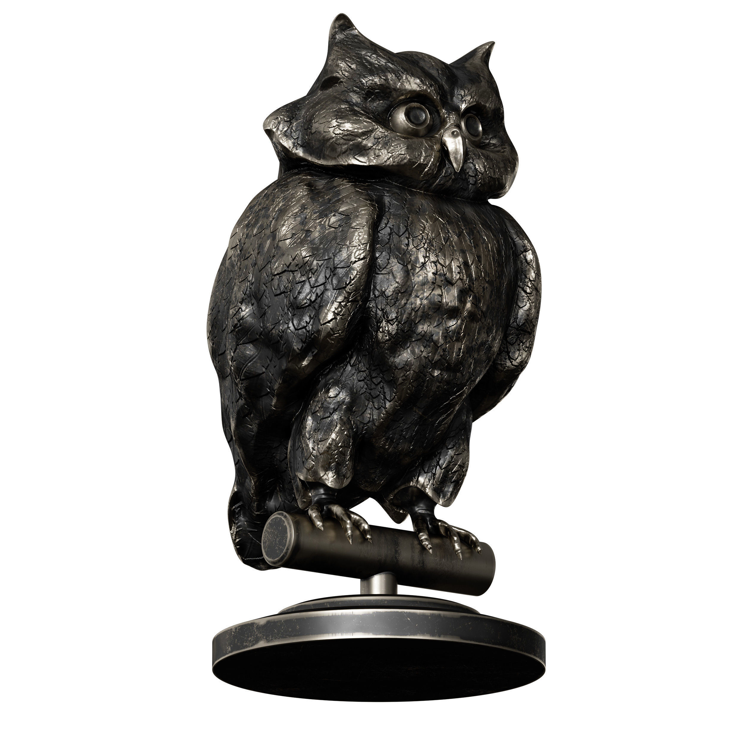Bronze figurine of an owl bird 3D model_2
