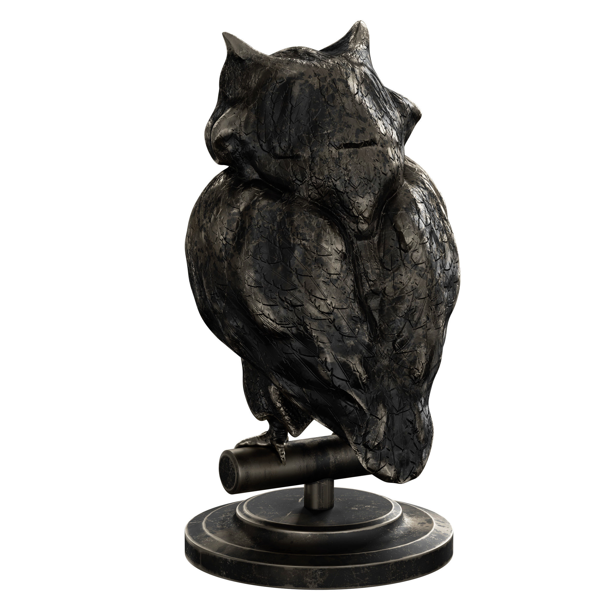 Bronze figurine of an owl bird 3D model_10