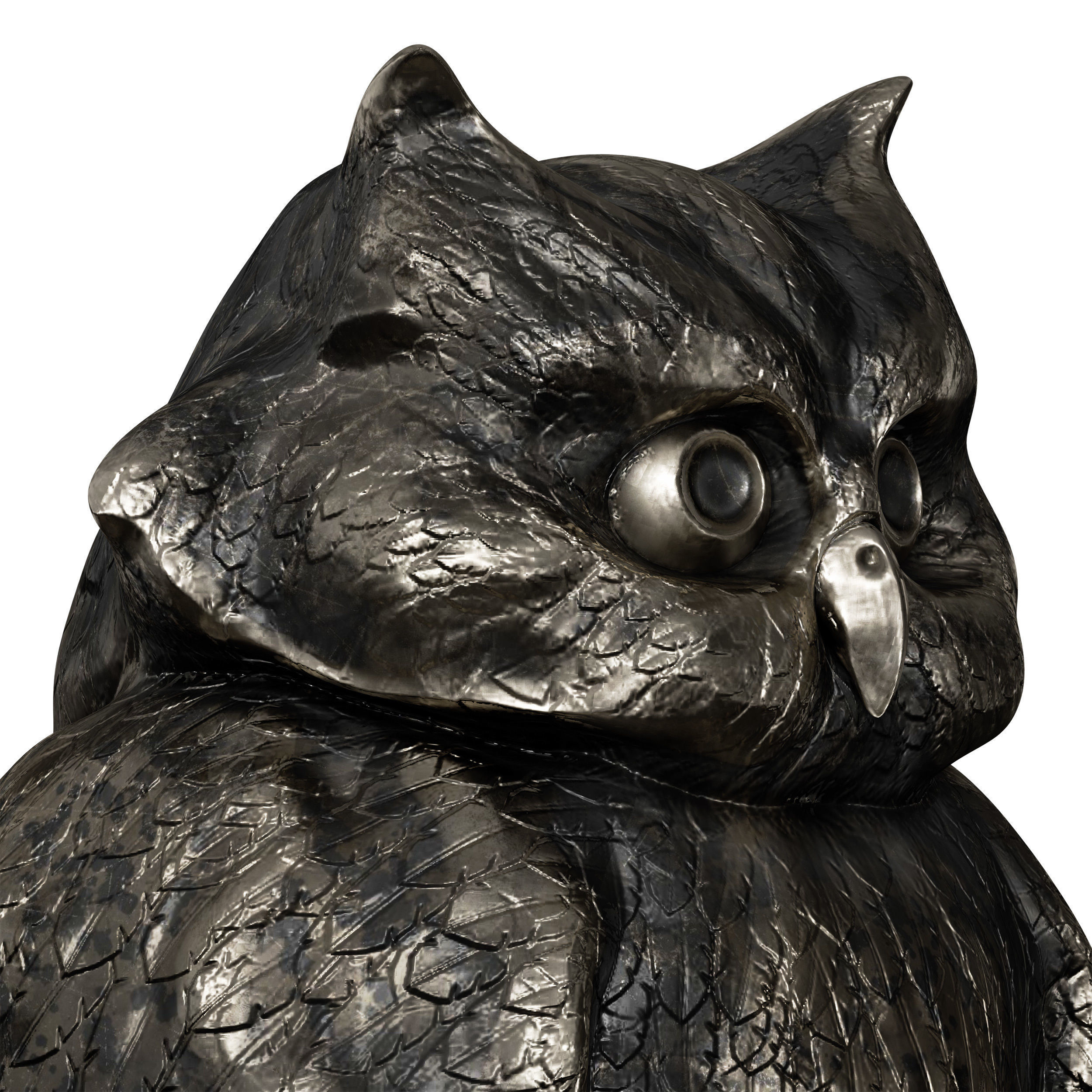 Bronze figurine of an owl bird 3D model_14