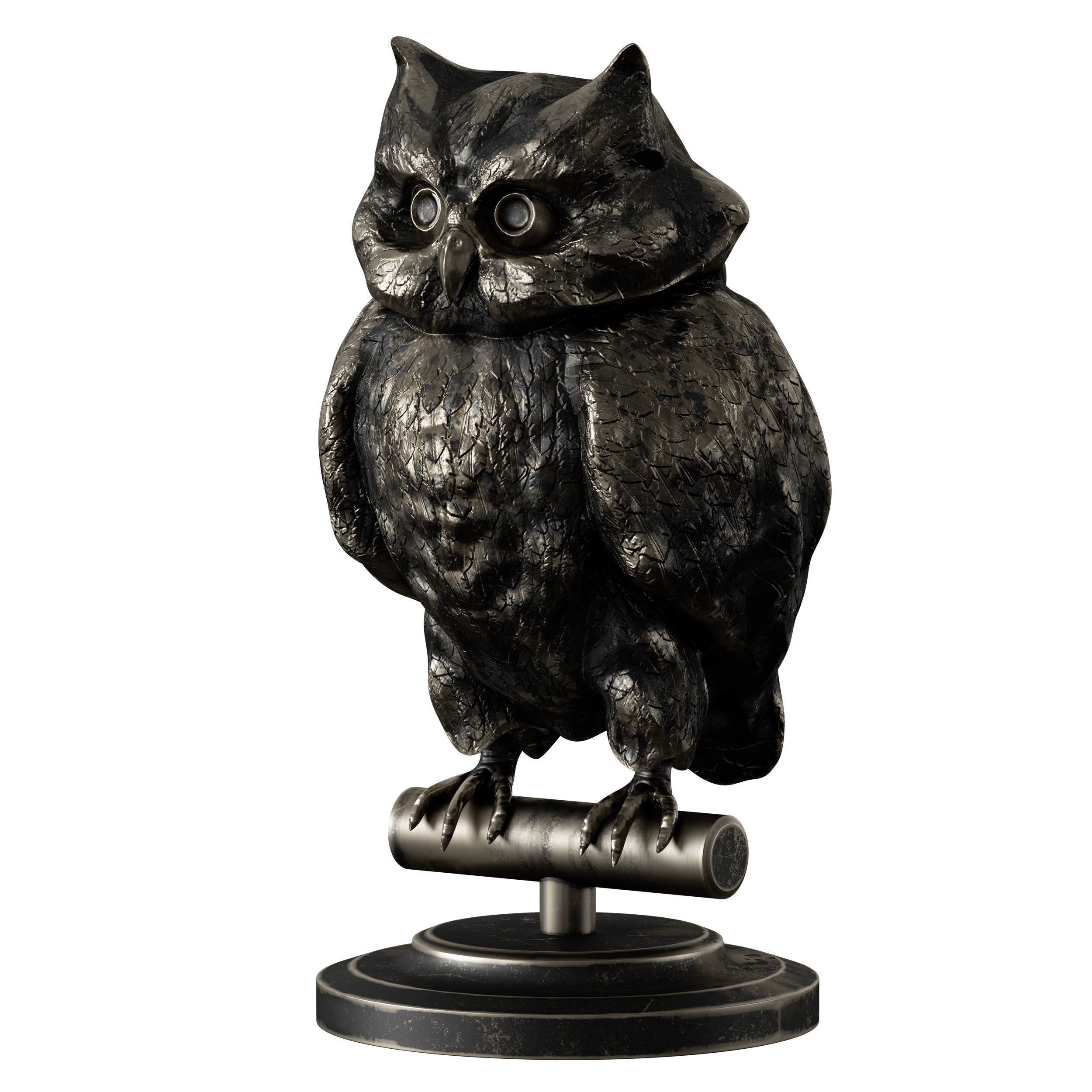 Bronze figurine of an owl bird 3D model_7