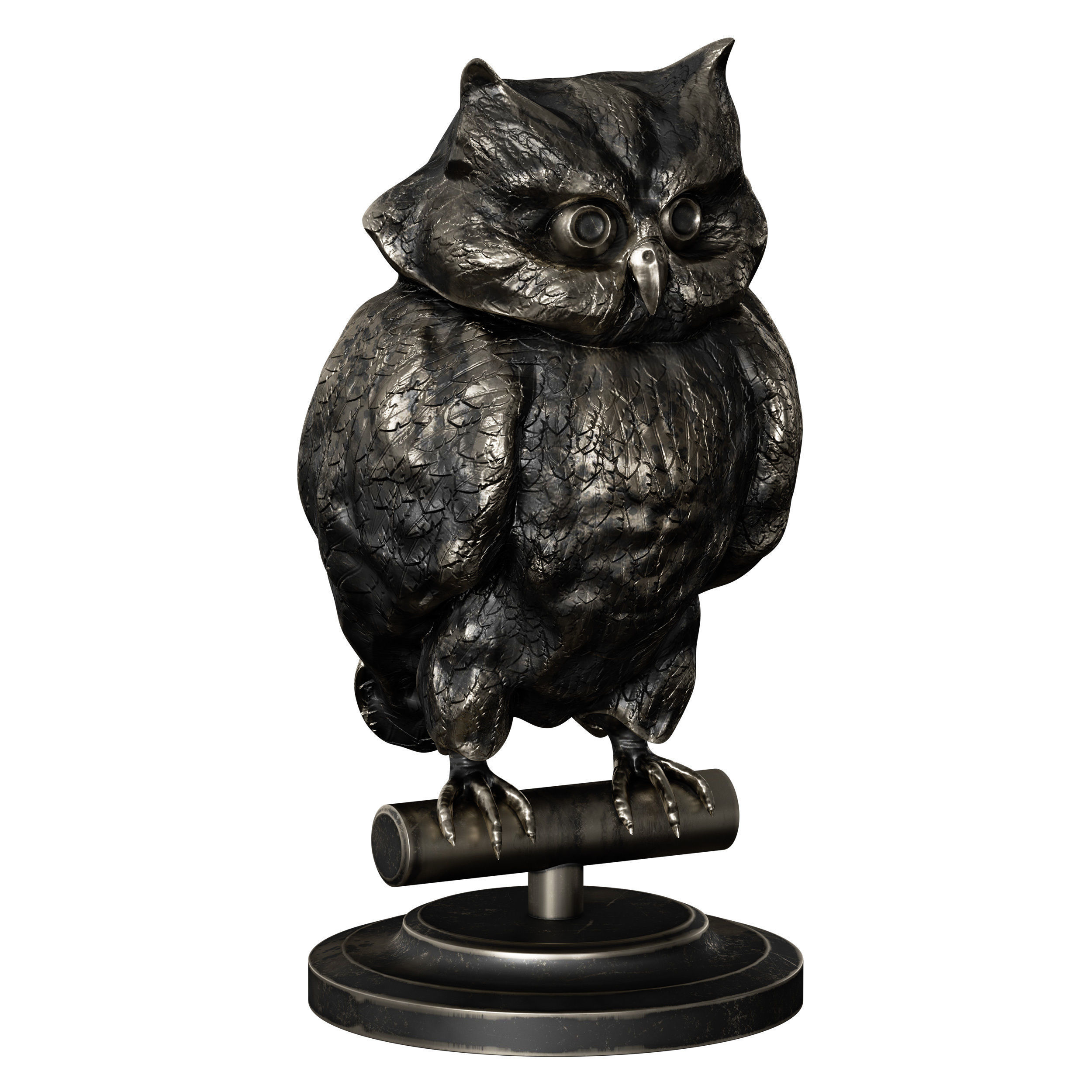 Bronze figurine of an owl bird 3D model_6