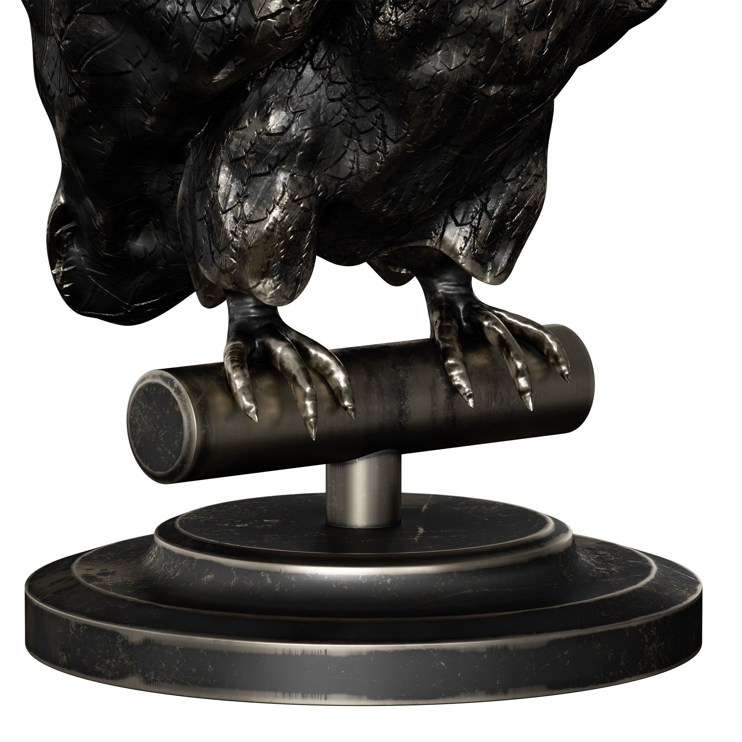 Bronze figurine of an owl bird 3D model_12
