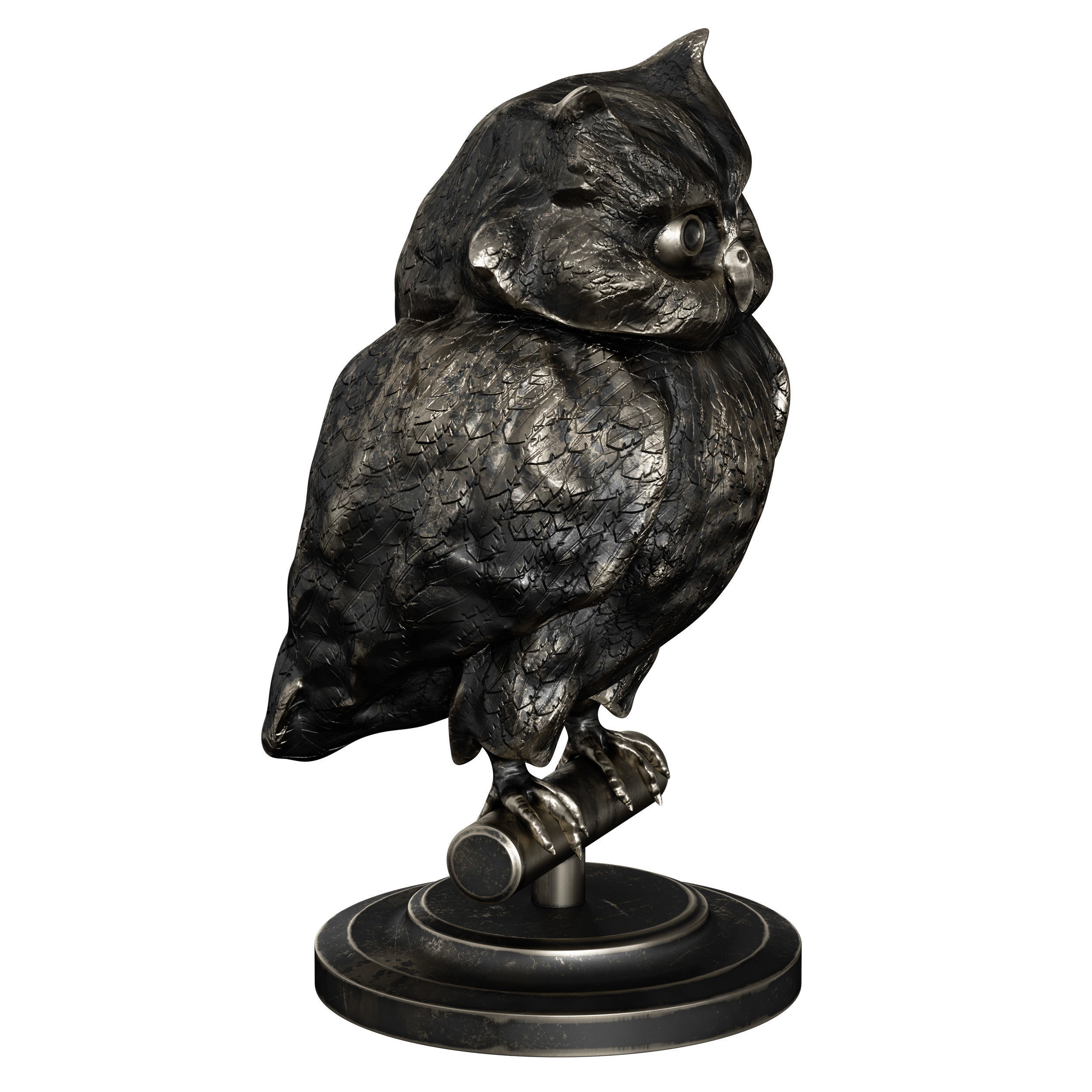 Bronze figurine of an owl bird 3D model_4