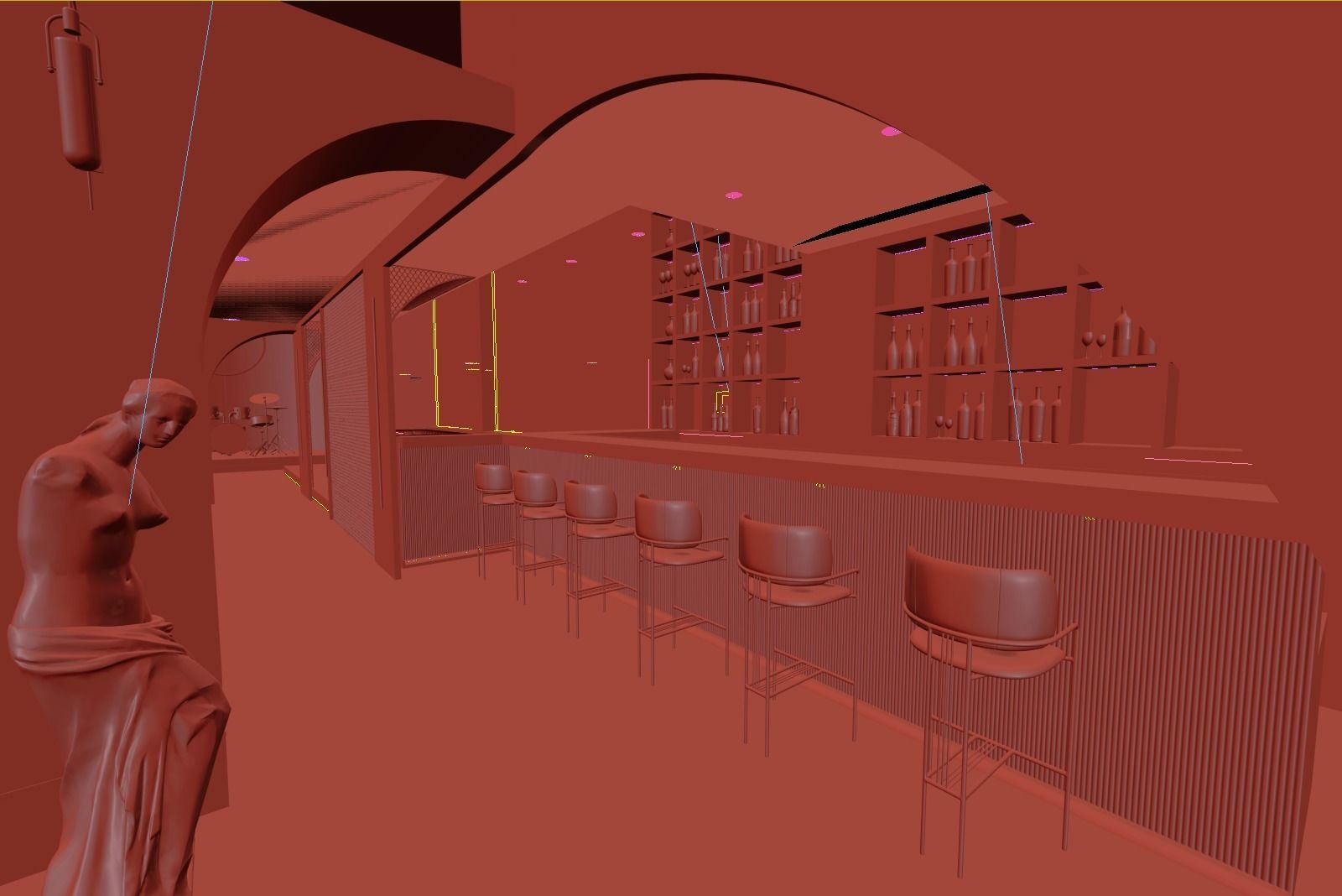 Linear design wine hall 3D model_4