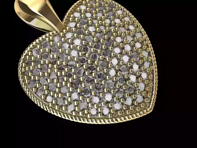 Designer Pave Heart Pendant 3D print model