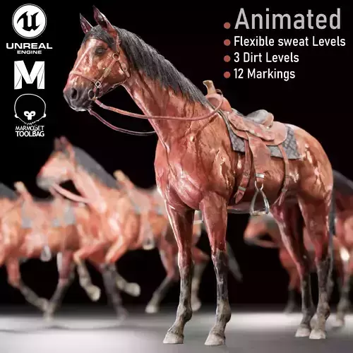 Real-Time Horse Animated and Integrated in Unreal Engine Low-poly 3D model
