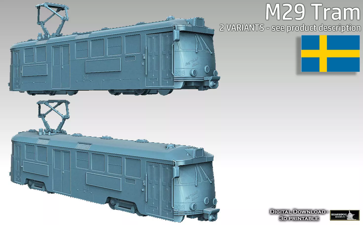 Swedish M29 Tram 3D print model_0